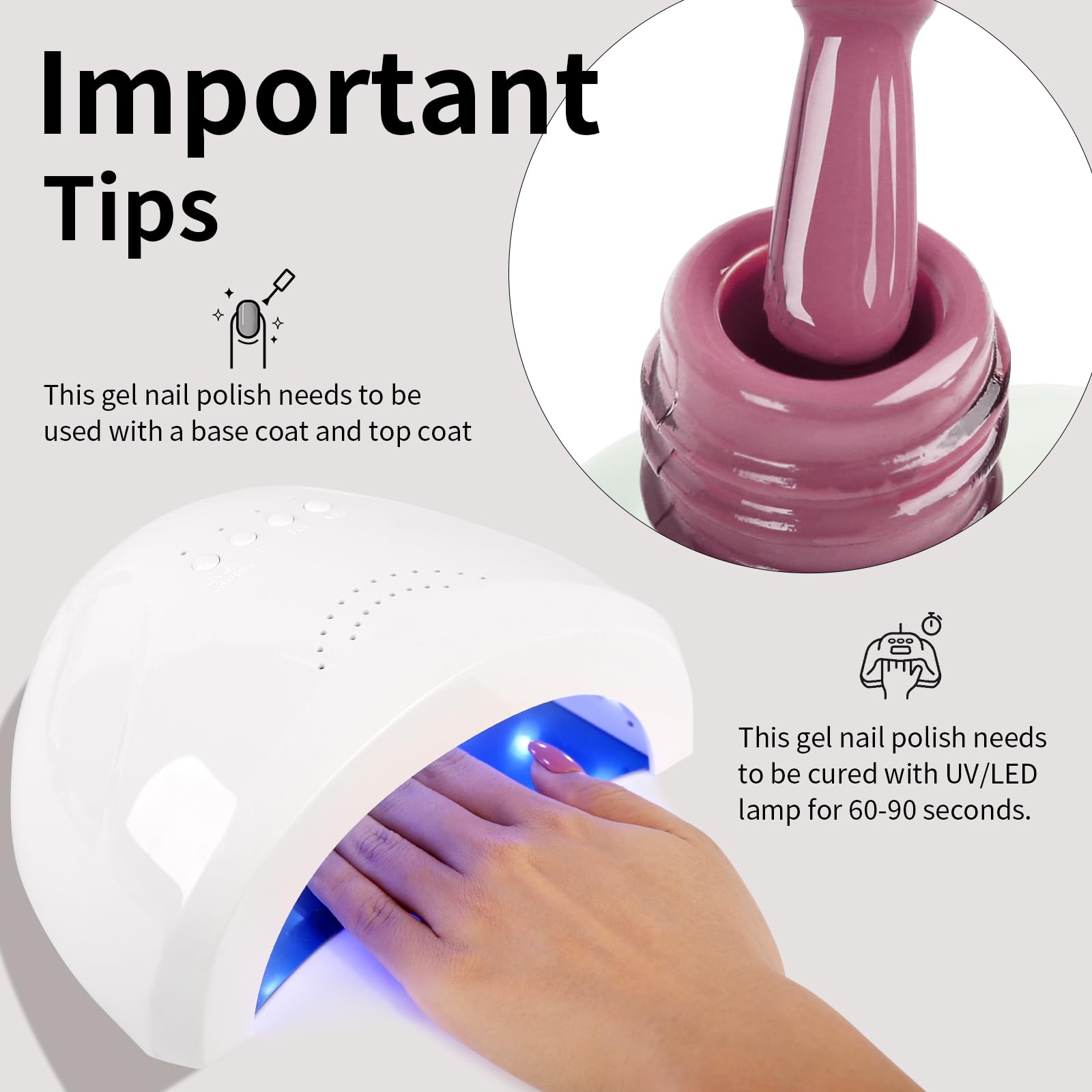 Firedeep Light Purple Gel Nail Polish, 0.54 Fl Oz Large Bottle Pink Purple Gel Polish Mauve Neutral Color Manicure Salon Uv/Led