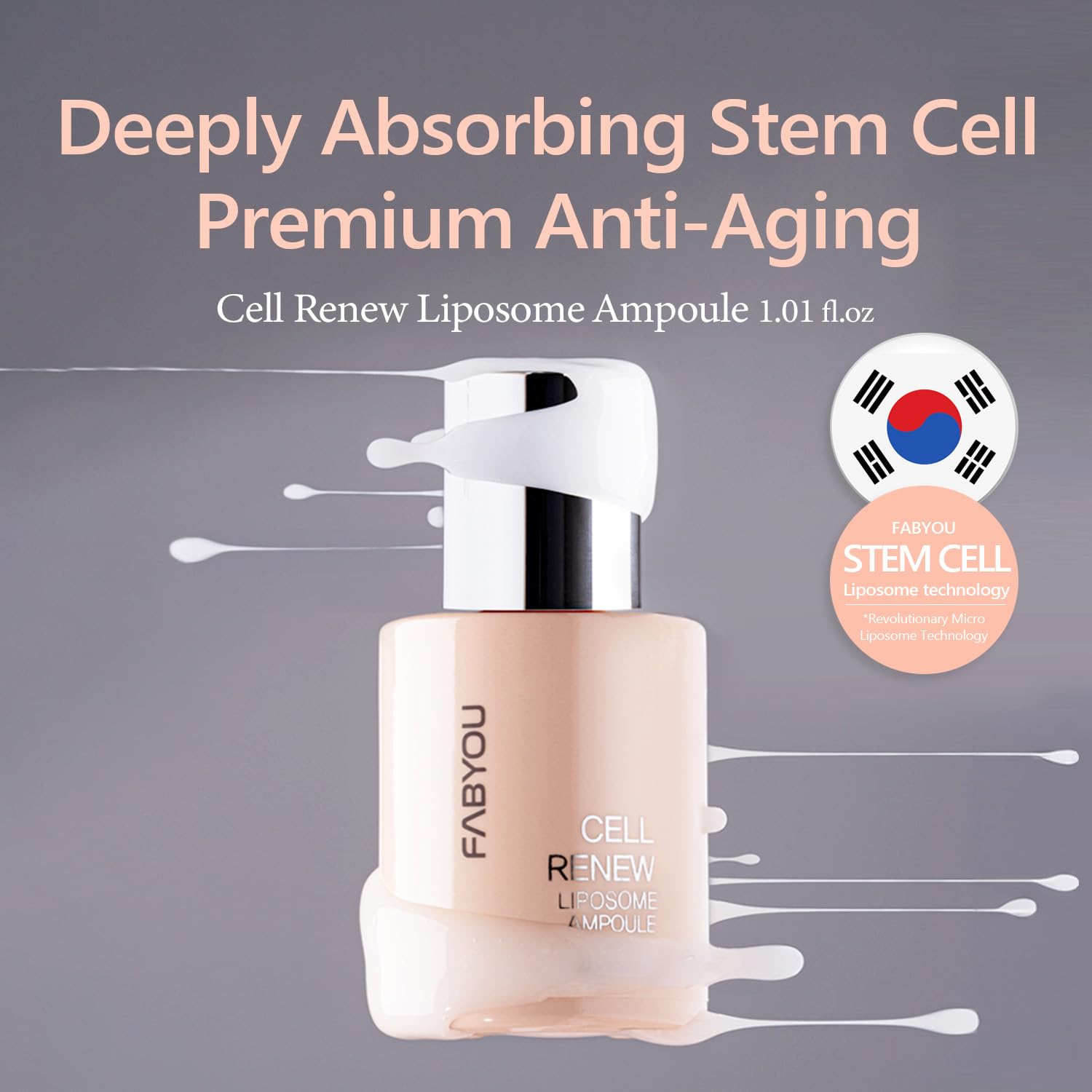 Cell Renew Liposome Ampoule 1.01 fl oz - Anti-Aging EGF Stem Cell Serum with CICA Exosome, Korean Skin Care for Skin Repair, Dee
