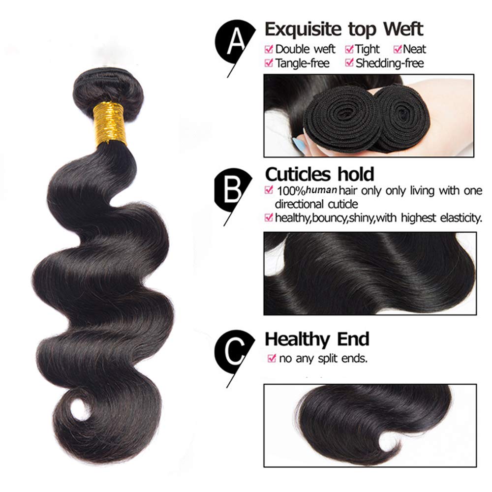 Hswpawk Hair 100% Unprocessed Brazilian Body Wave 1 Bundle Human Hair Natural Black Color Brazilian Body Wave Bundle Human Hair