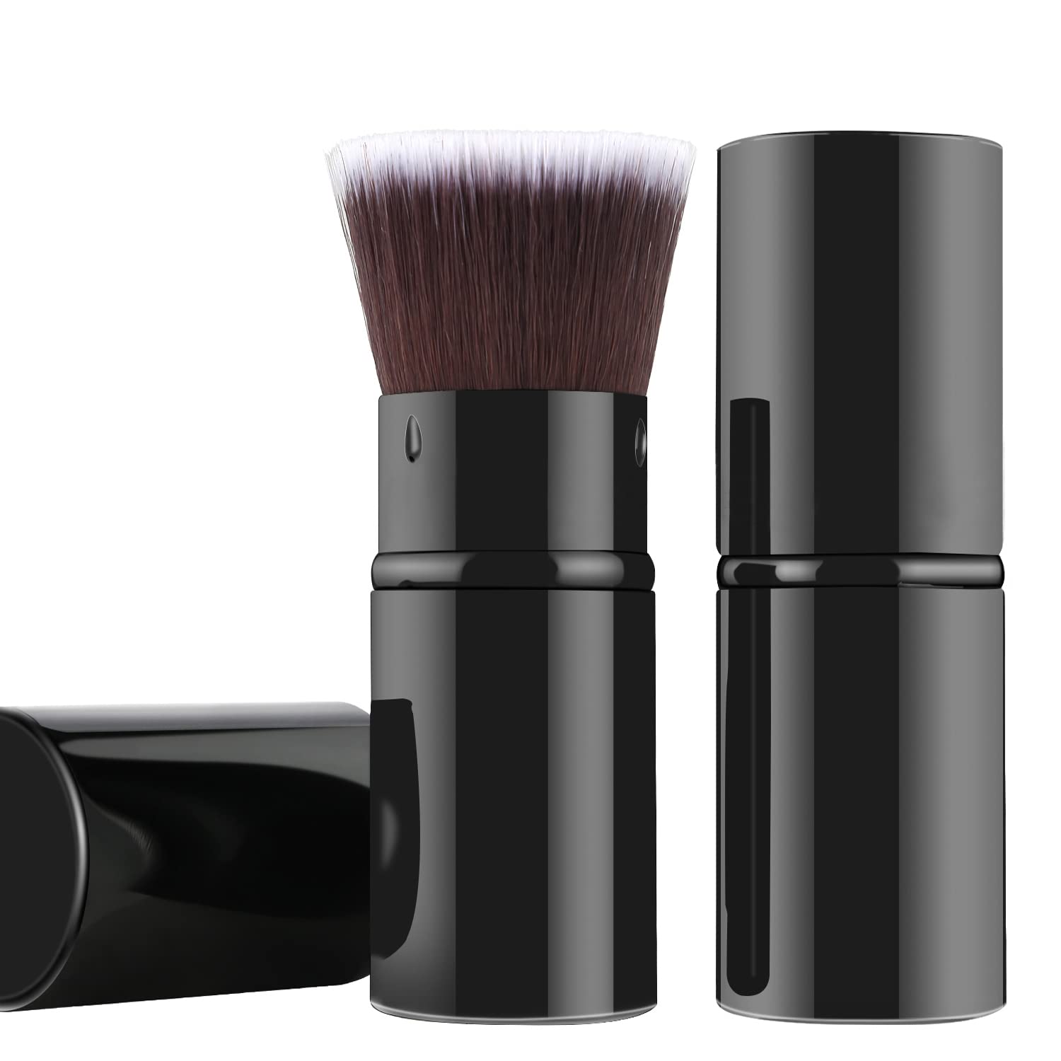 Falliny Retractable Makeup Brushes, Travel Kabuki Powder Foundation Brush, Portable Face Liquid Foundation Sunscreen Brush With