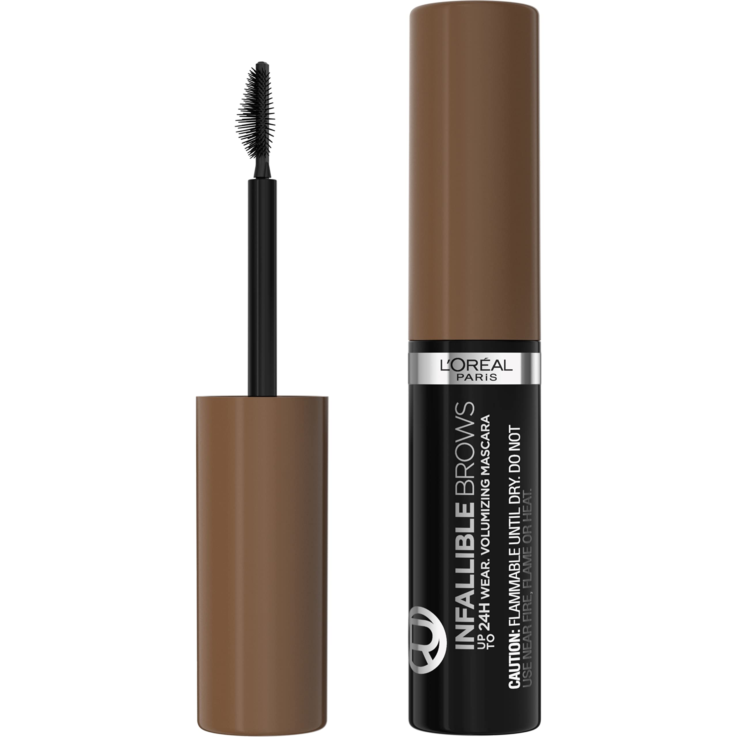 L'Oreal Paris Infallible Volumizing 24H Wear Brow Mascara, Long Lasting Eyebrow Makeup for 2X Fuller Eyebrows, 6.0 Light Brunett