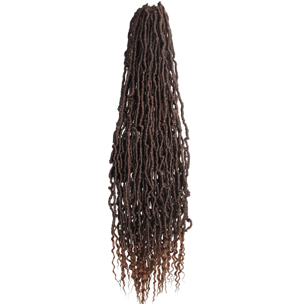 BOHOBABE 30 Inch New Faux Locs With Curly End 6 Packs Soft Locs Crochet Hair 72 Strands Long Natural Crochet Braids (6Packs,T30)