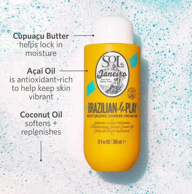Brazilian 4 Play Moisturizing Shower Cream-Gel By Sol De Janeiro, 3 Oz Shower Gel