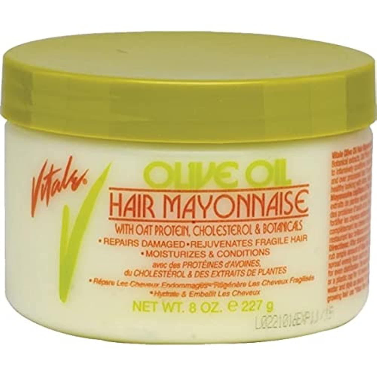 Vitale Olive Oil Hair Mayonnaise 8Oz With Oat & Egg Protein And Vitamins - Good On Color & Thermal Treated Hair - For Dry & Dama