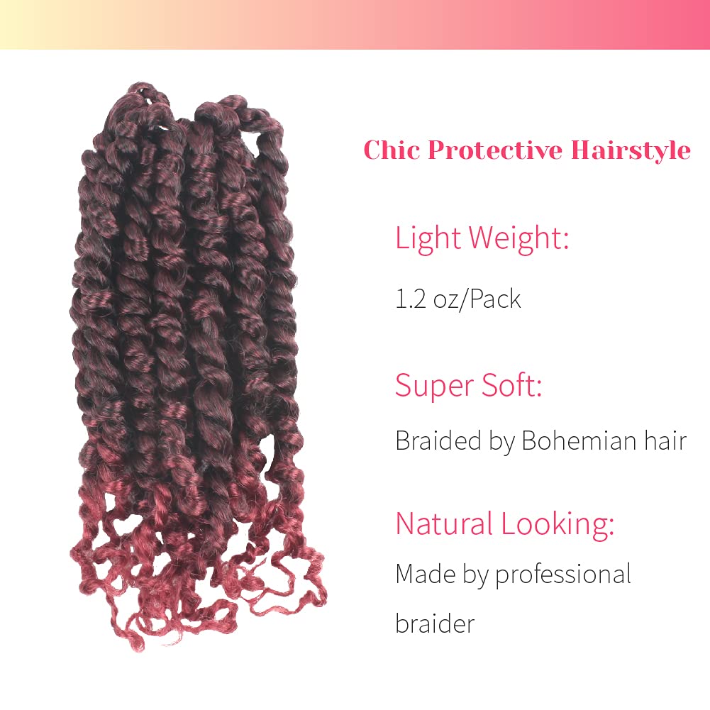 The BOHOBABE Pre-twisted Passion Twist Crochet Hair 8 Inch Short Pre-looped Crochet Passion Twist Braiding Hair 8 Packs (T118)