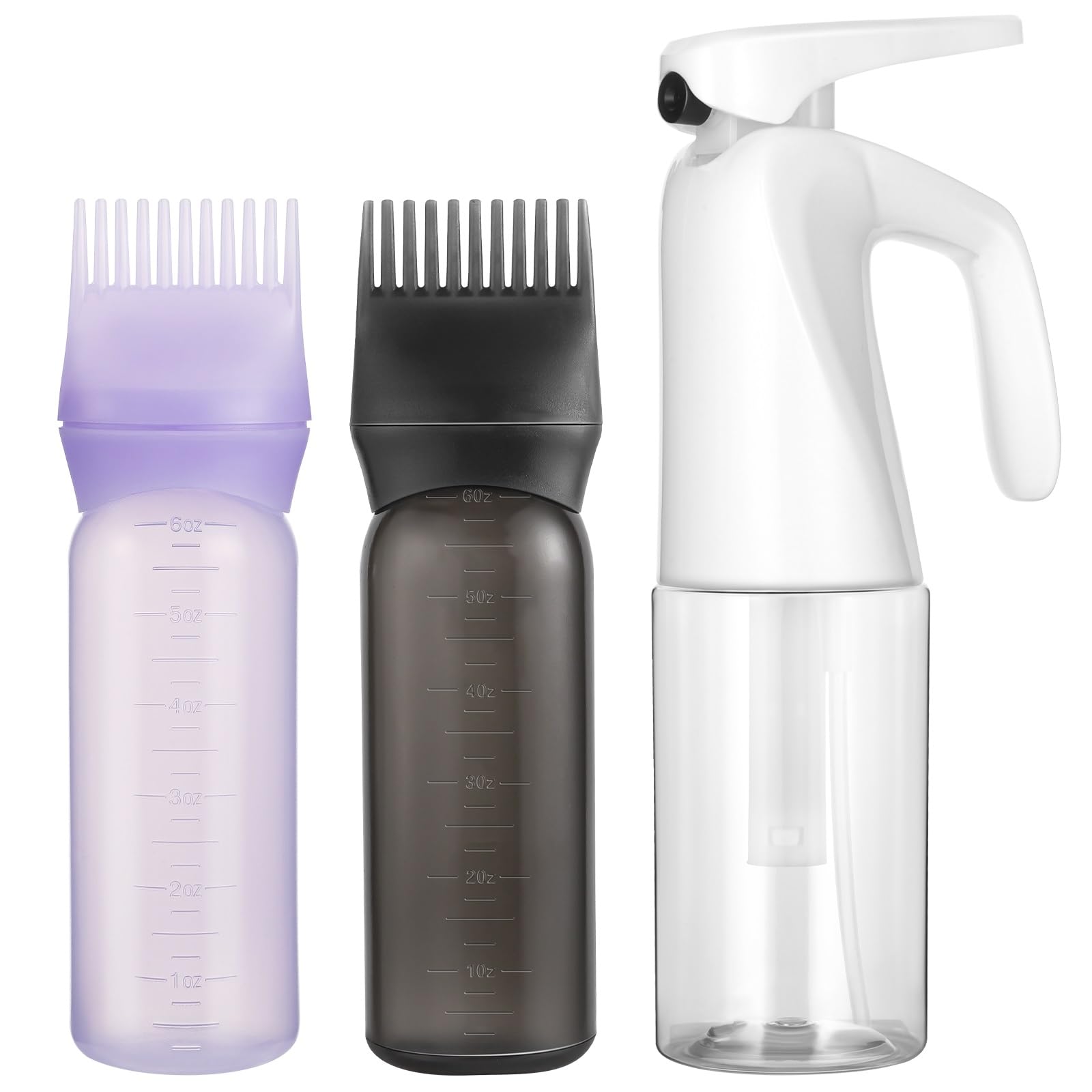 Pimoys Root Comb Applicator Bottle And Continuous Hair Spray Bottle, Hair Oil Applicator Hair Water Mister Oiling Applicator For