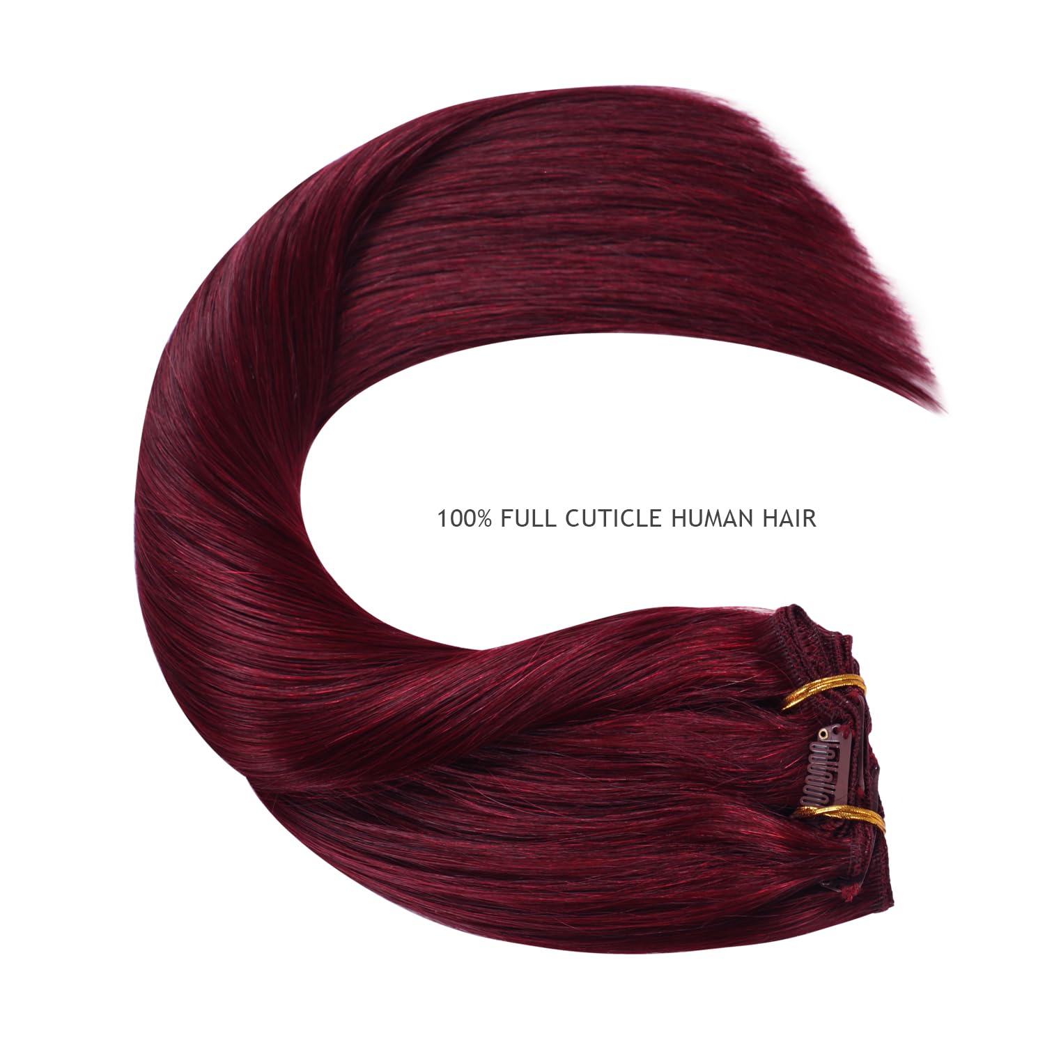 YILITE Clip in Hair Extensions Real Human Hair 8Pcs/Pack 120g Burgundy Straight Thick Invisible Remy Natural Hair Double Weft Cl