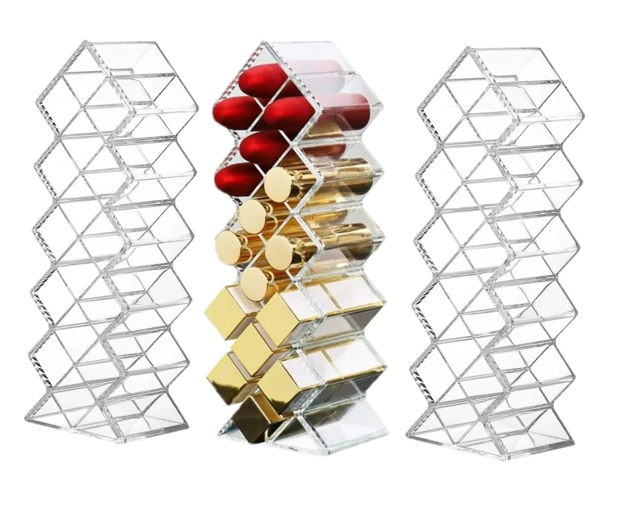 Greecho 16 Grid Lipstick Holder Clear Acrylic Lipgloss Organizer Compact Fish Shape Lip Balm Storage Box Compact Lipstick Storag