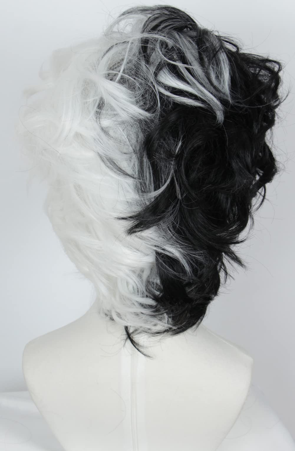 Linfairy Half White And Half Black 2 Tone Wig Halloween Costume Cosplay Wig For Women
