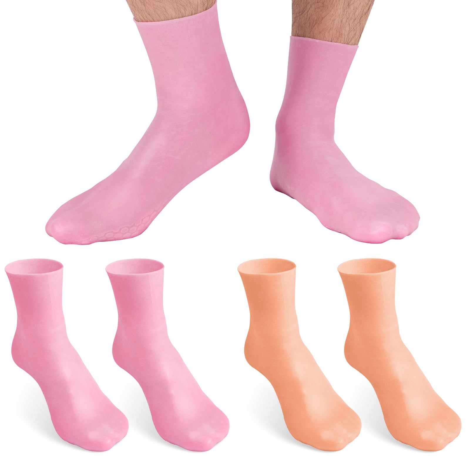Noverlife 2 Pairs Moisturizing Silicone Socks, Reuseable Men's Pedicure Socks for Dry Cracked Rough Feet Skin, High Elastic & An