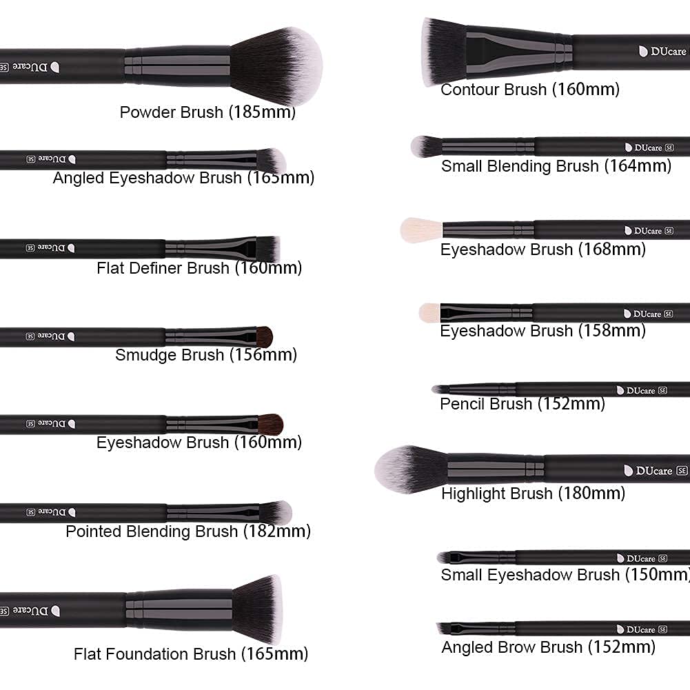 Ducare Makeup Brushes 15Pcs Premium Synthetic Kabuki Makeup Brush Set, Professional Foundation Concealers Powder Blush Blending