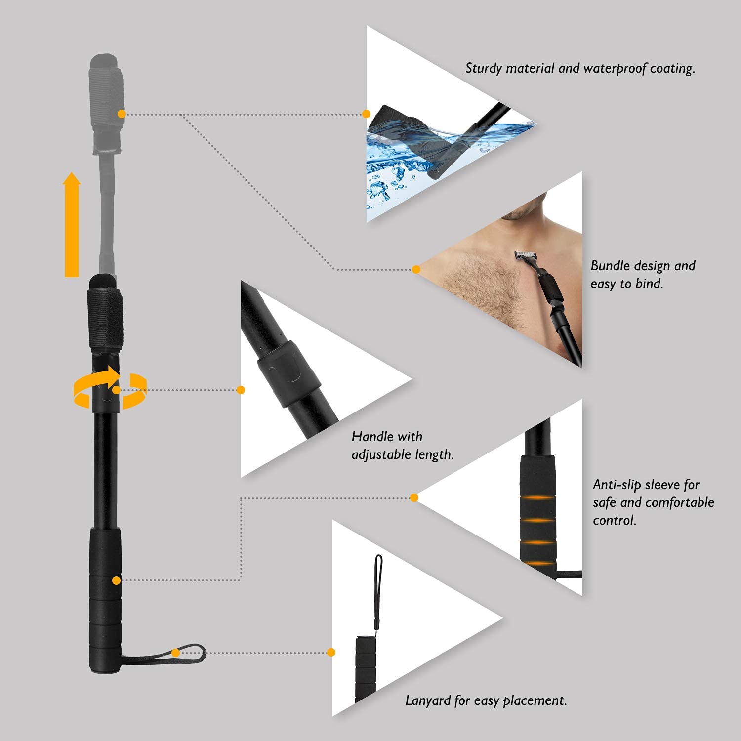 Easace Razor Extension Shaver Handle With Adjustable Length For Leg, Body Shaver Handle Groomer, Hair Brush Handle For Wet Or Dr