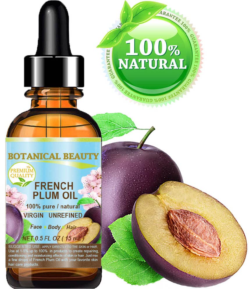 Plum Oil French. 100% Pure Natural Virgin Unrefined Undiluted Cold Pressed Carrier Oil. For Face, Skin, Hair, Body, Lips, Nails