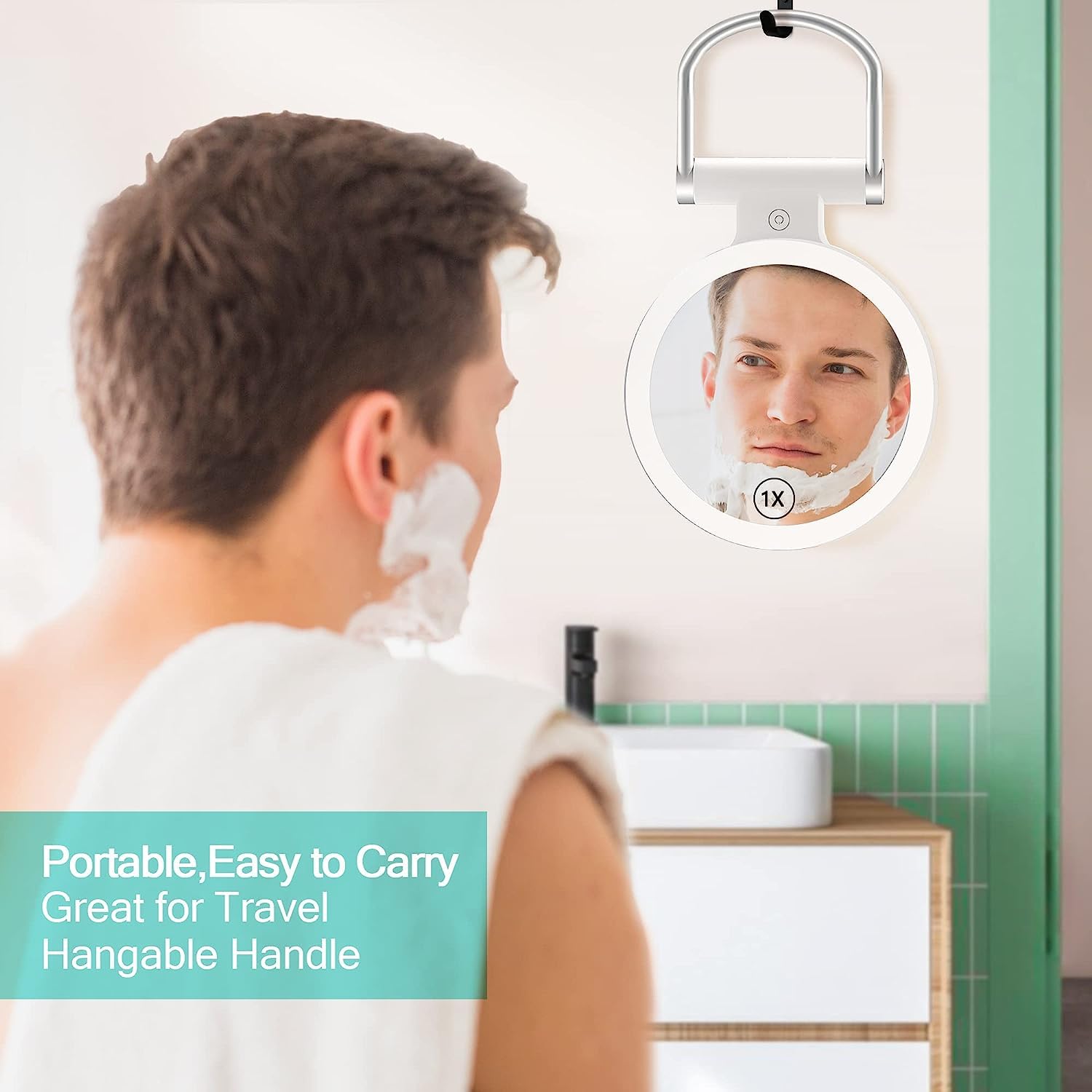 B Beauty Planet Magnifying Mirror with Light 20X/1X,Double Sided Tabletop Mirror with Adjustable Folding Handle,Cosmetic Mirror