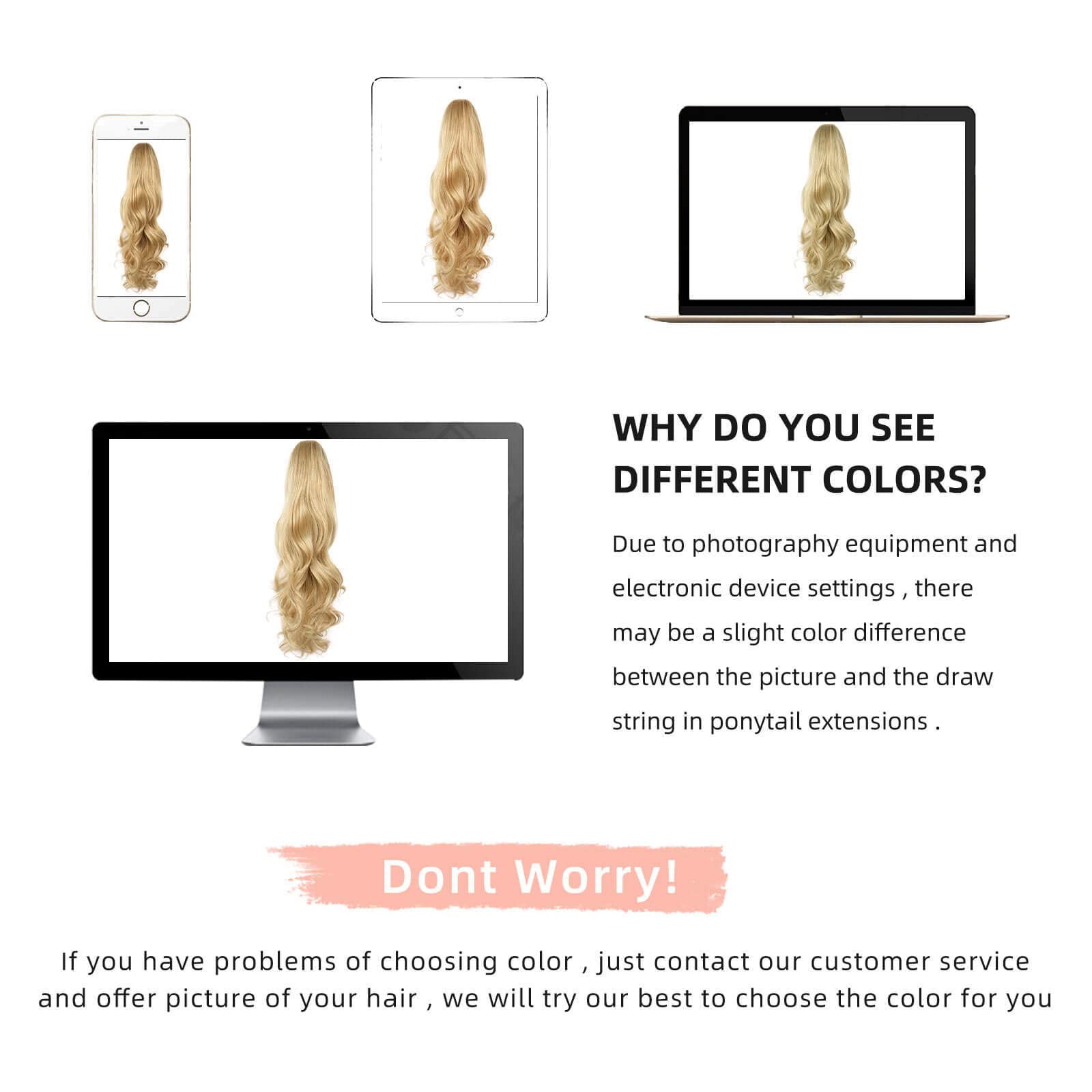 Heweicsy Ponytail Extension,Hair Extension Ponytail 22'' Long Claw Hair Extension Synthetic Curly Wavy Hairpieces Ponytail Clip