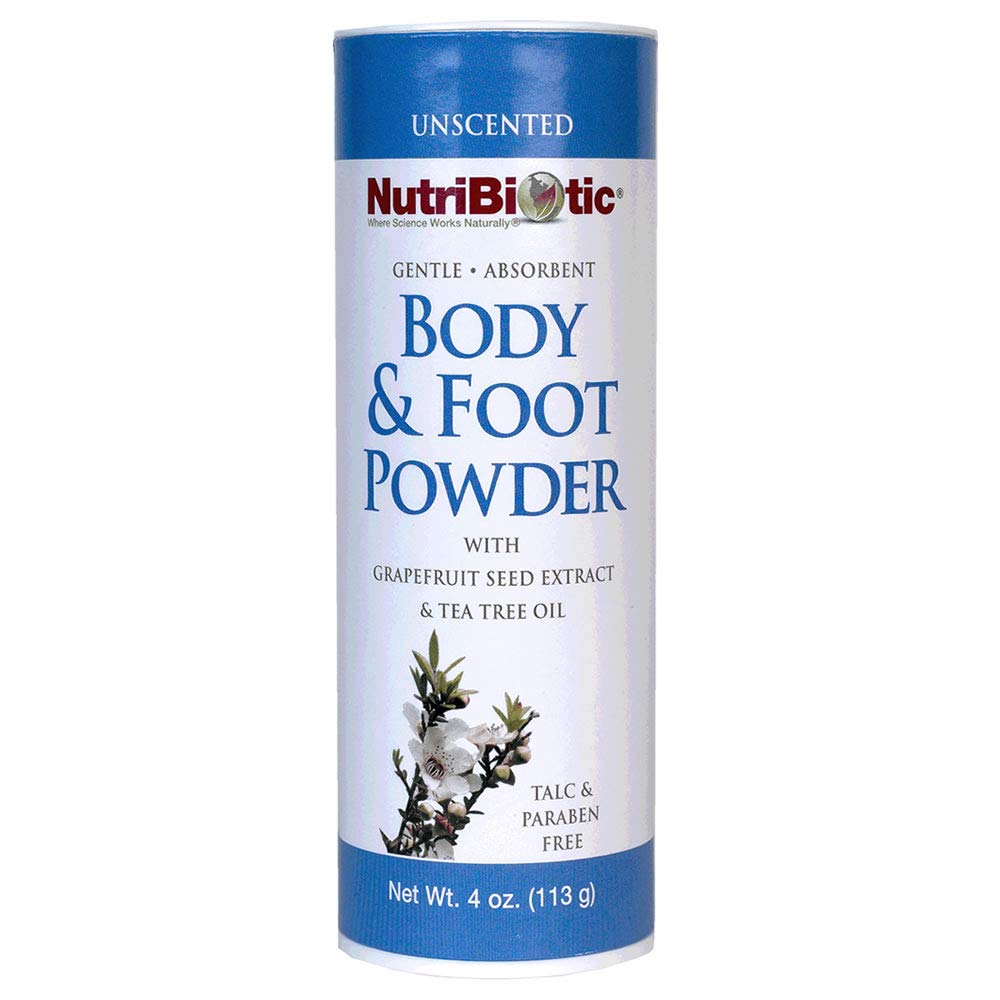 Nutribiotic - Body & Foot Powder, Unscented, 4 Oz | With Grapefruit Seed Extract & Tea Tree Oil | Vegan & Non-Gmo | Talc, Parabe