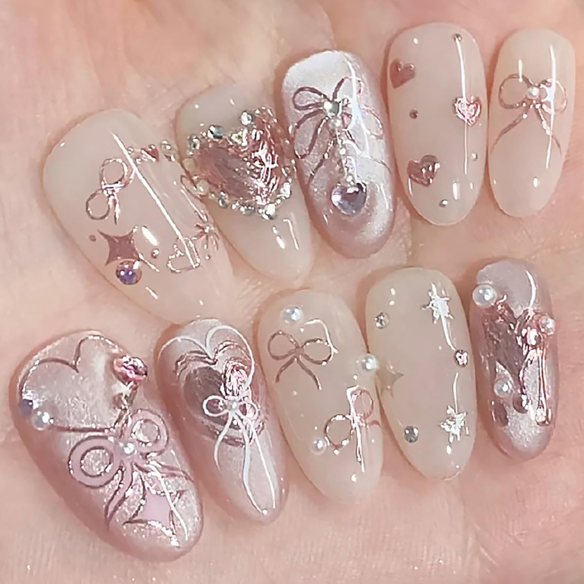 Valentines 5D Embossed Nail Art Stickers Romantic Rose Gold Nail Decals Self Adhesive Bronzing Bow Heart Nail Stickers Valentine