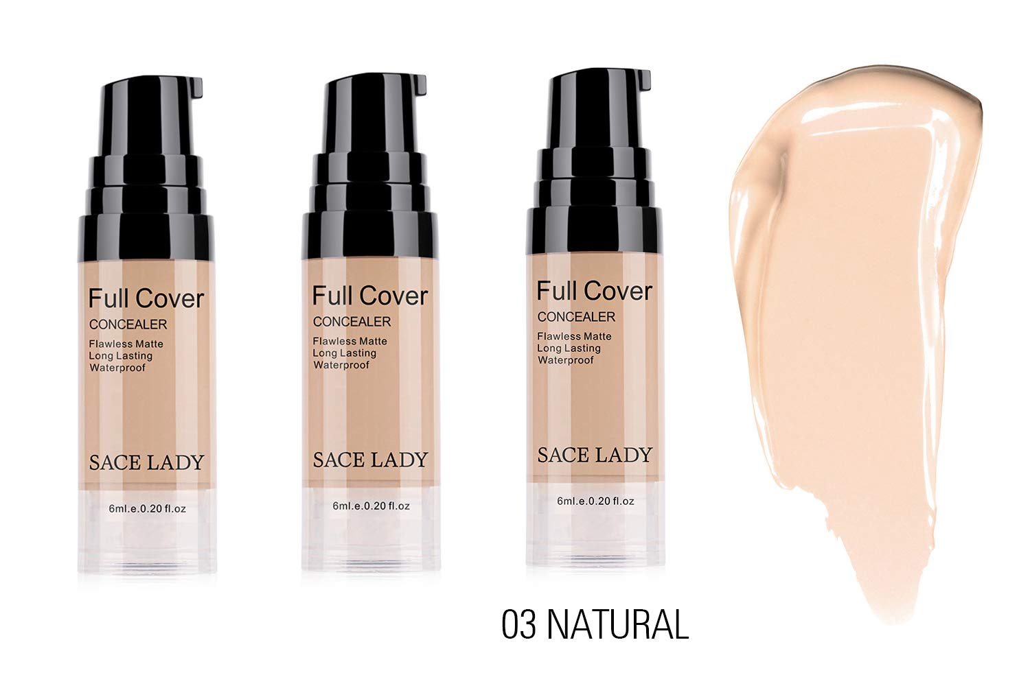 3 Pack Pro Full Cover Liquid Concealer, Waterproof Smooth Matte Flawless Finish Creamy Concealer Foundation For Eye Dark Circles