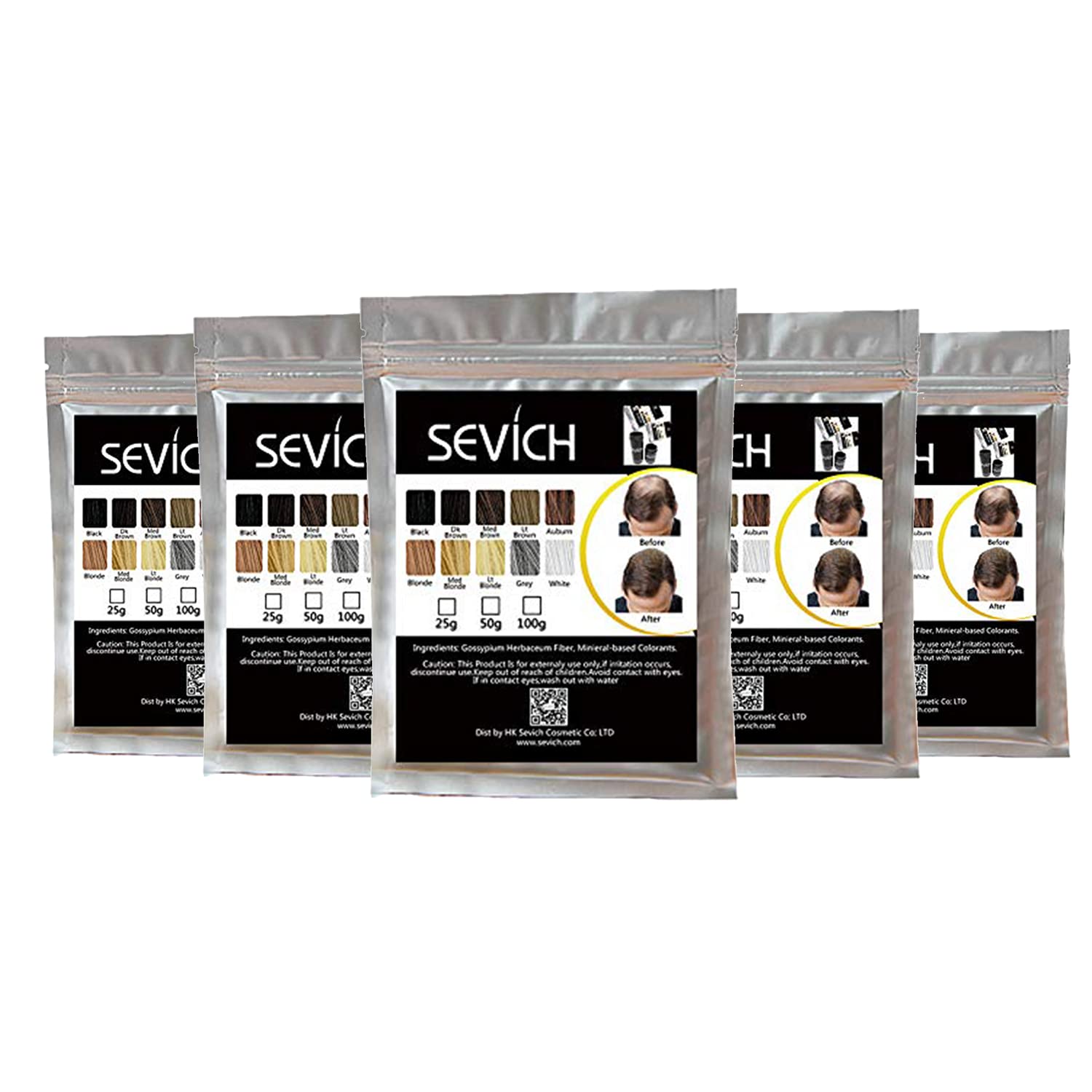 Sevich Hair Building Fiber Refill Bag (Black)  Natural Thickening Powder For Thin Hair, Men & Women  Cover Bald Spots, 25Gm (P