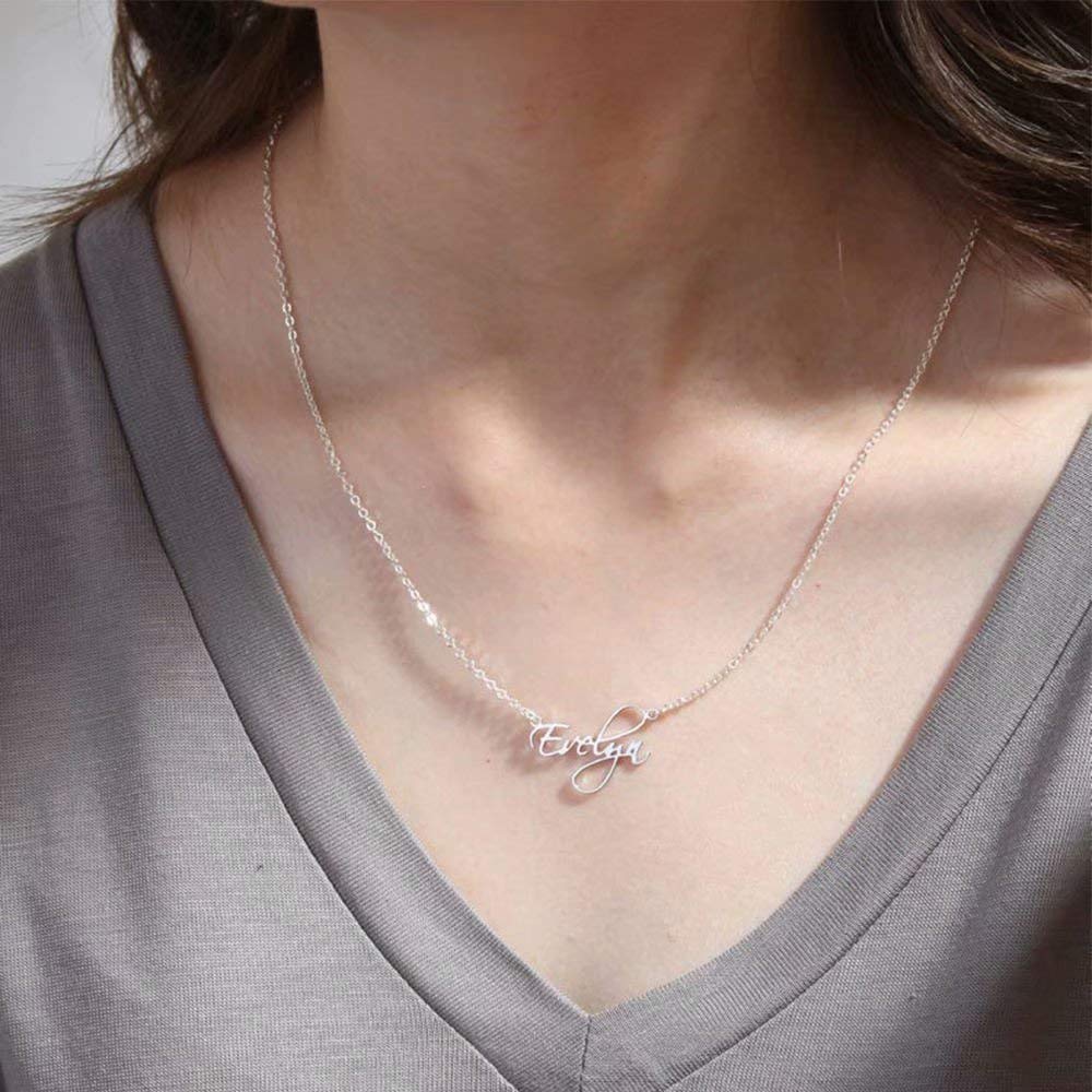 Hidepoo Stainless Steel Personalized Name Necklace - Adjustable Chain Jewelry for Women, Ideal Gift for Birthday, Wedding, Mothe
