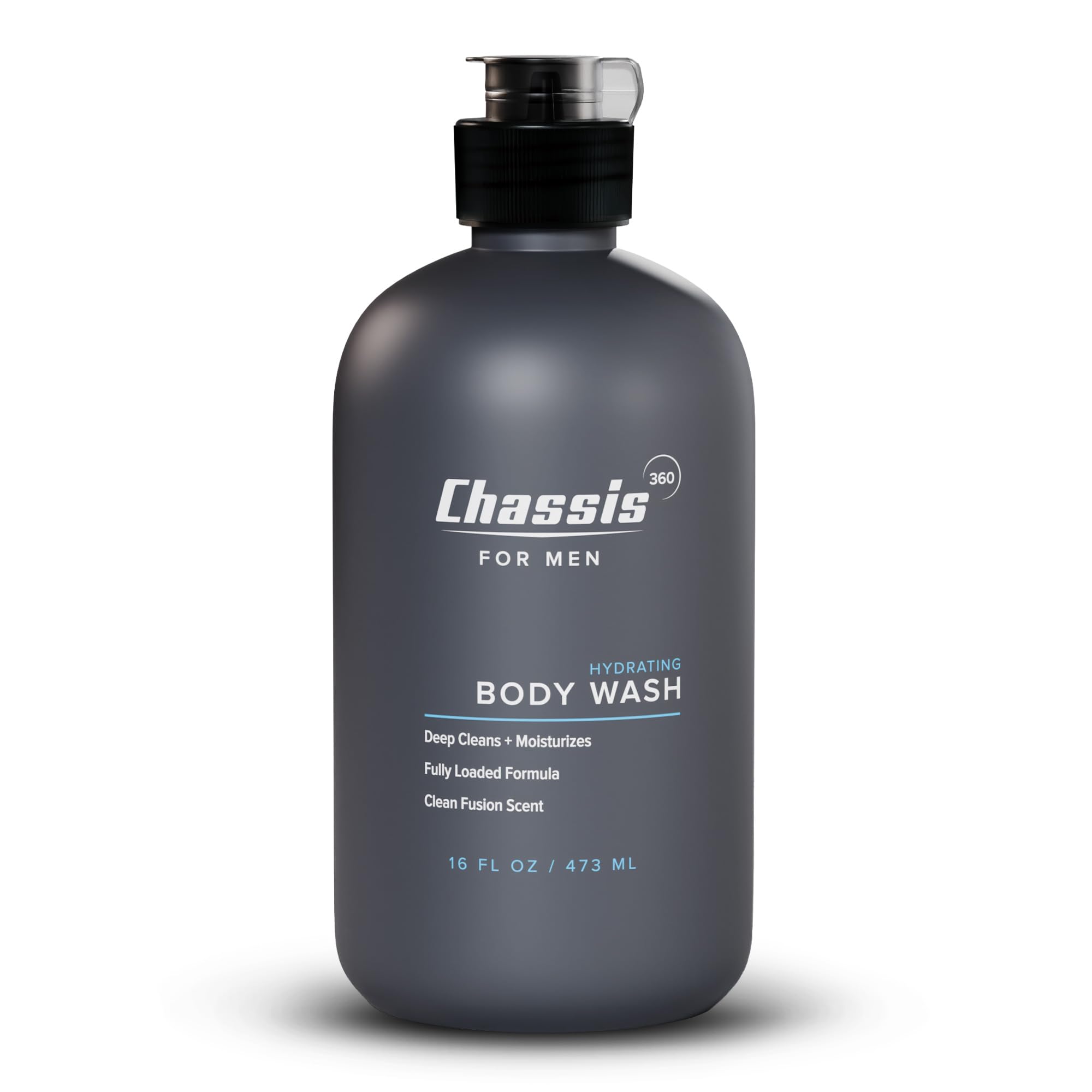 Chassis 360 Mens Body Wash - Maximum Hydration Liquid Body Cleanser for Men - Triple Foam Formula with Clean Fusion Scent - Sui
