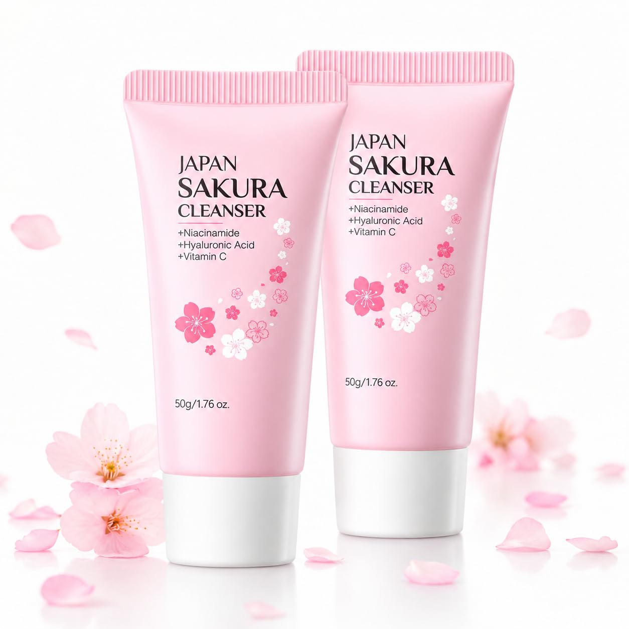 Sakura Facial Cleanser 2 Pack, 50g Cherry Blossom Foaming Face Wash