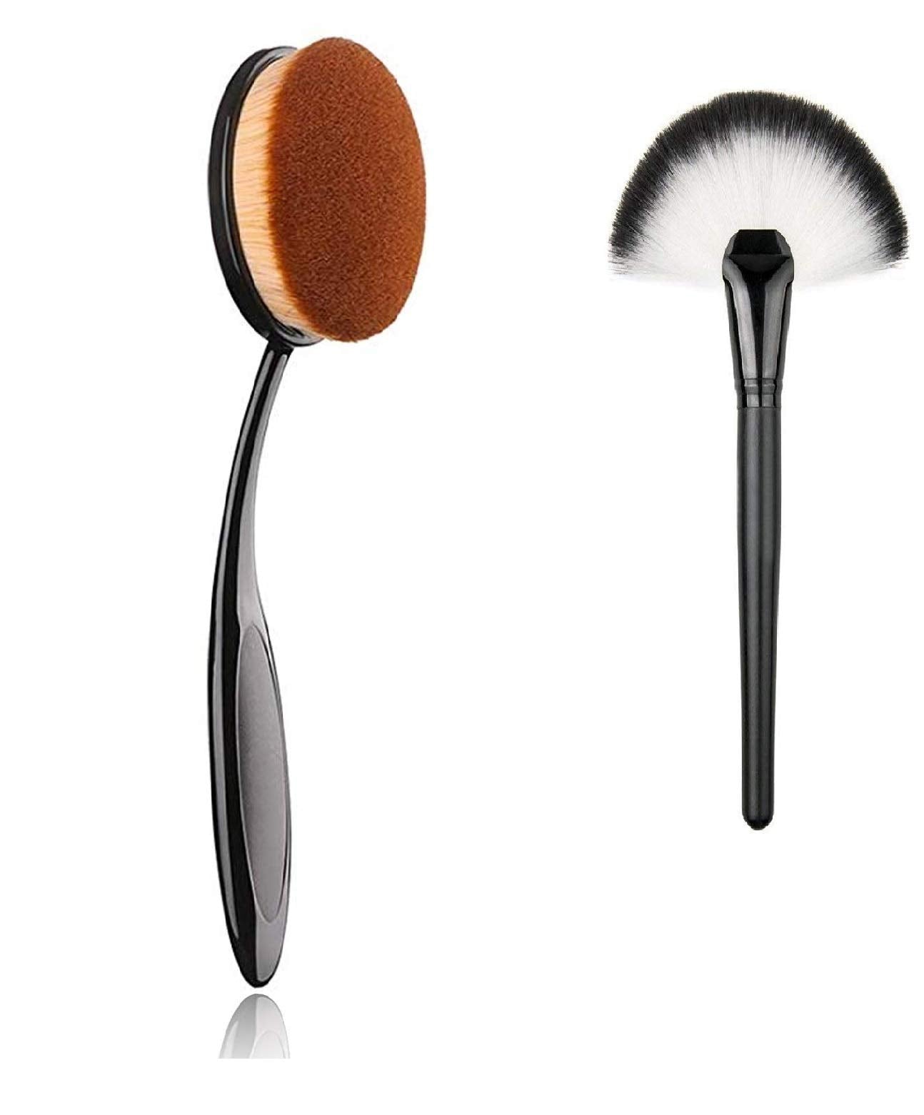 Angelie Slim Fan Brush Makeup Blush With Oval Brush