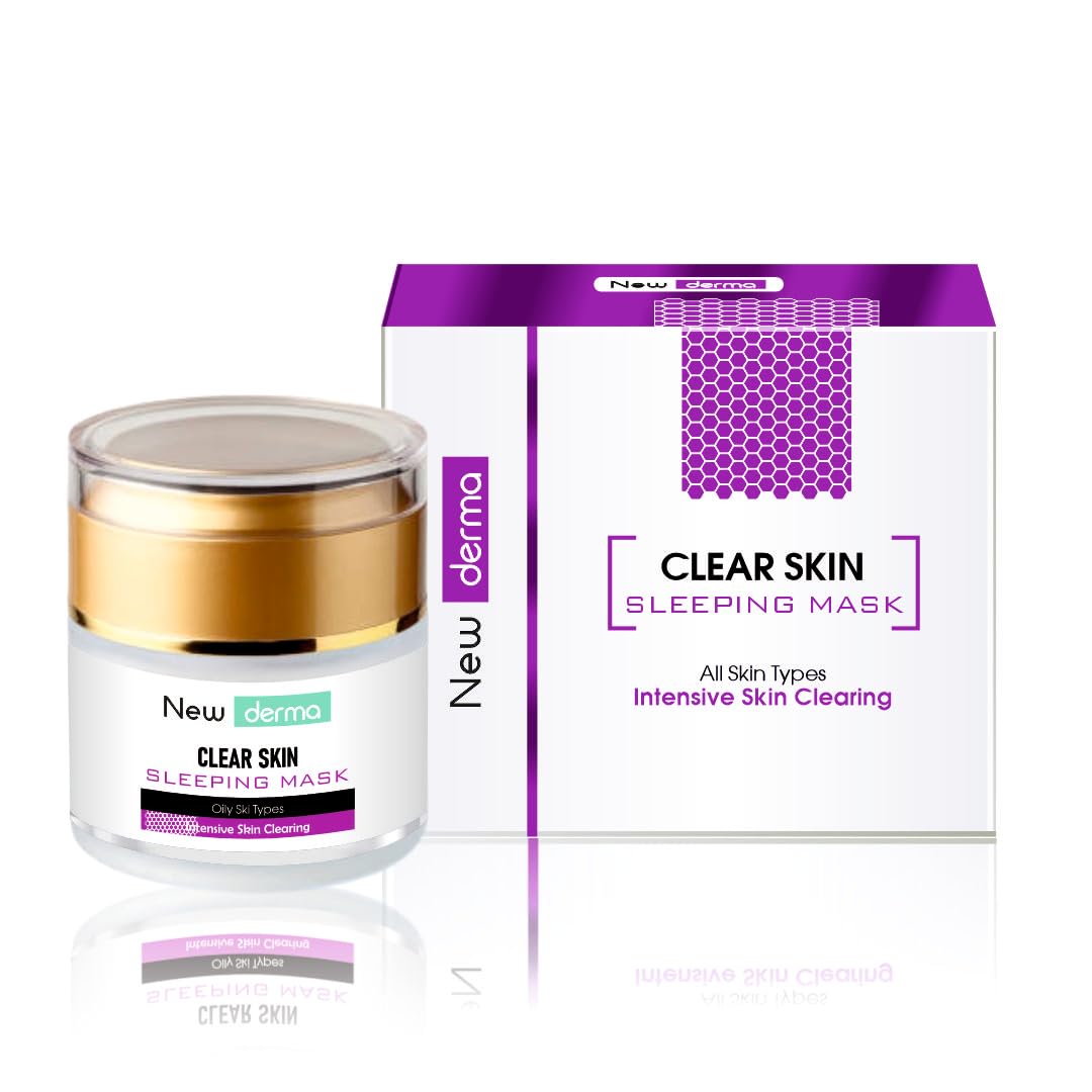 Newderma Clear Skin Sleeping Mask 50G | Overnight Face Mask For Oily & AcneProne Skin | With Niacinamide, Tea Tree Oil & Hyalur