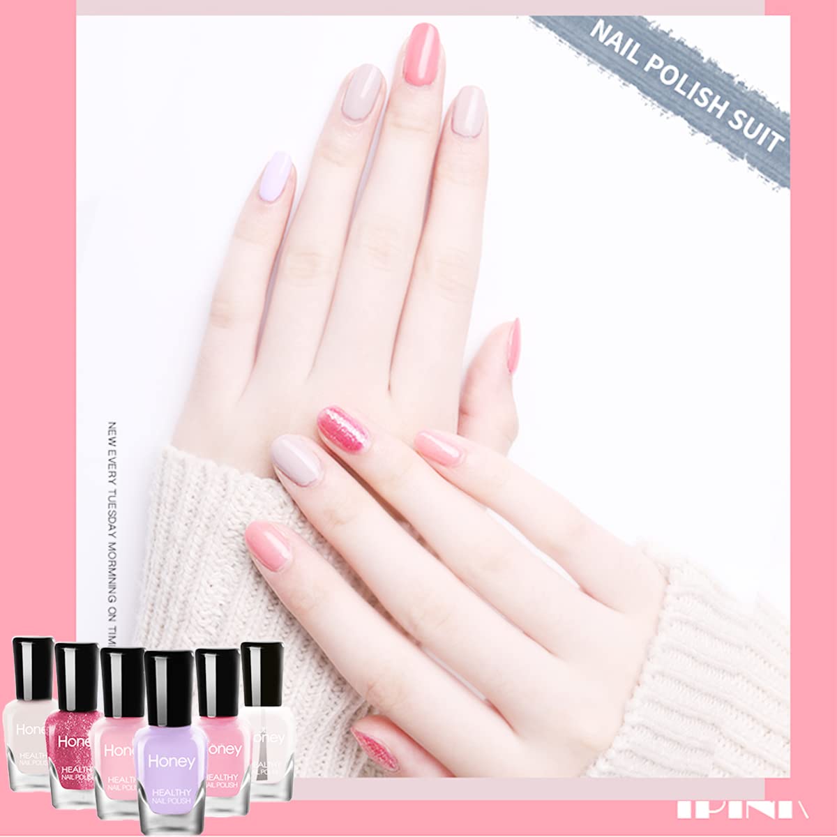 Tophany Non Toxic Nail Polish Set, Easy Peel Off And Fast Dry Nail Polish Set For Pack, Eco Friendly & Organic Water Based Nail