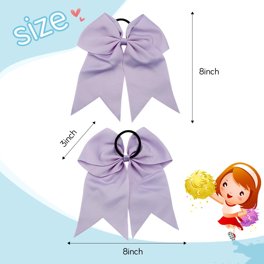 Large Cheer Bows For Cheerleaders Light Purple Hair Bows For Girls Softball Hair Bows Teen Girls College Sports Elastic Ponytail