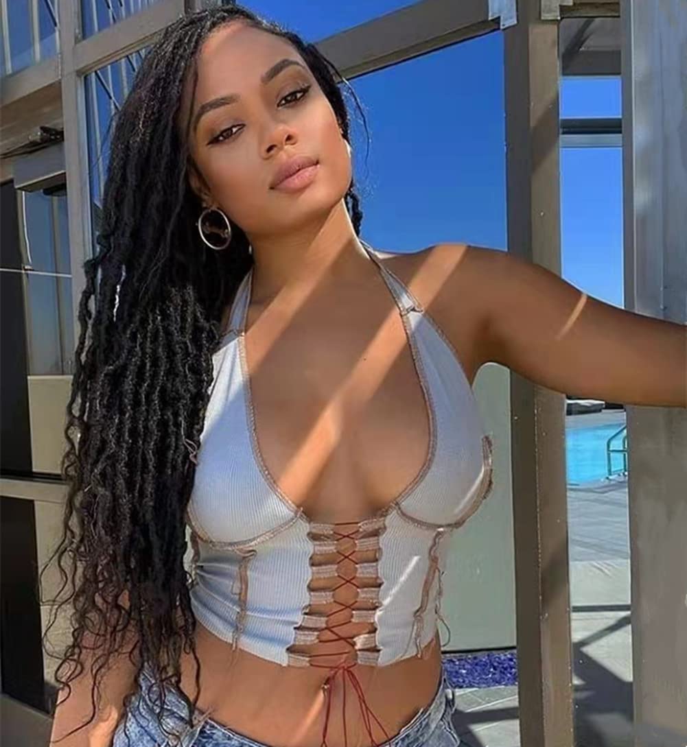 BOHOBABE 24 Inch New Faux Locs With Curly End 6 Packs Soft Locs Crochet Hair 72 Strands Long Black Natural Crochet Braids (6Pack