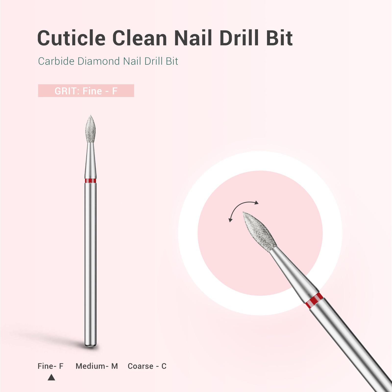 Melodysusie 2.1Mm Nib Shape Cuticle Clean Nail Drill Bit 3/32 ' ', Professional Safety Carbide Diamond Under Nail Cleaner For Cu