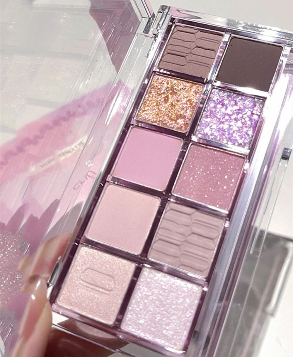 Go Ho 10 Colors Eyeshadow Palette,Matte&Glitter Eyeshadow Makeup,High Pigmented Shades,Naturing-Looking, High Pigment Waterproof