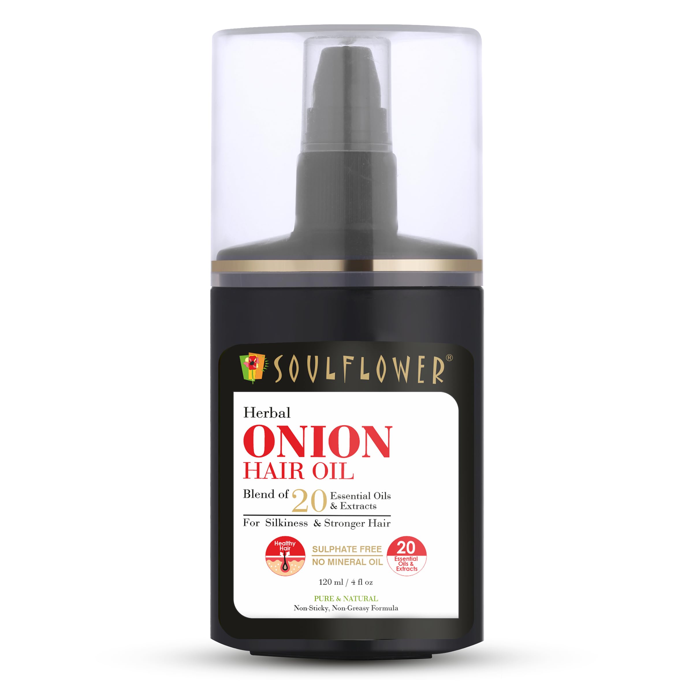 Soulflower Amla & Onion Hair Oil For Hair Growth & Hair Fall Control|100% Pure & Natural With Castor,Peppermint,Argan Oil|Promot