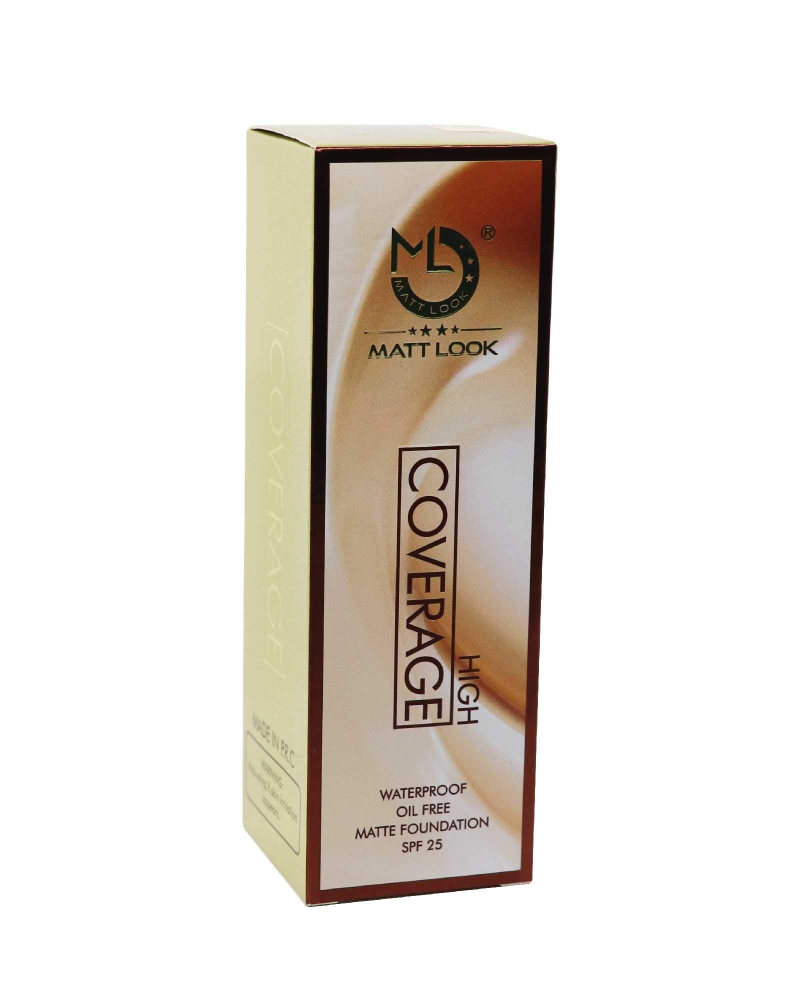 Matt Look High Coverage Waterproof Oil Free Matte Foundation Spf 25, 03 Natural