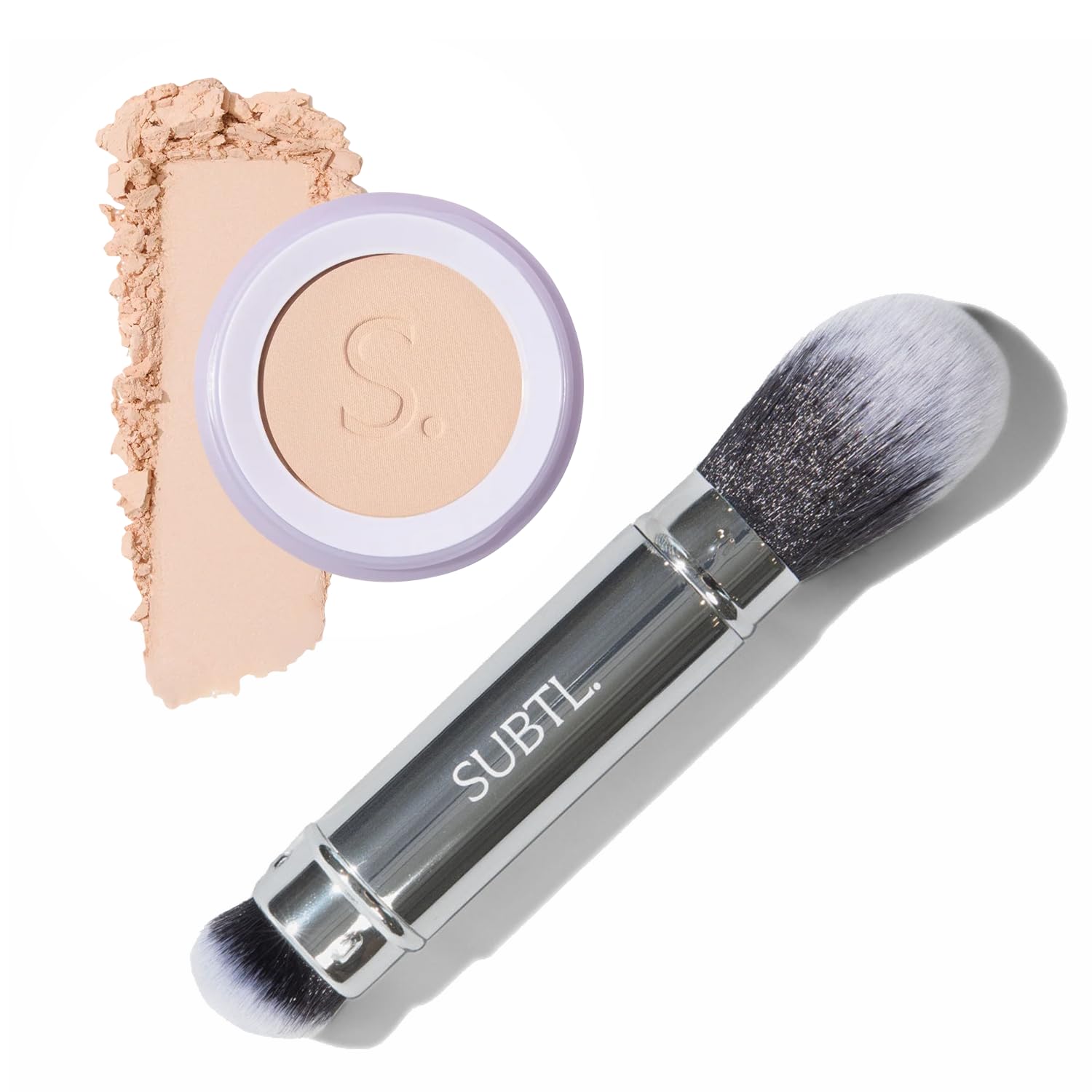 Subtl Beauty BB Powder + DualEnded Face Brush  Fair 1C, 6.3g  TalcFree Powder Foundation with Buildable Coverage, SkinLike 