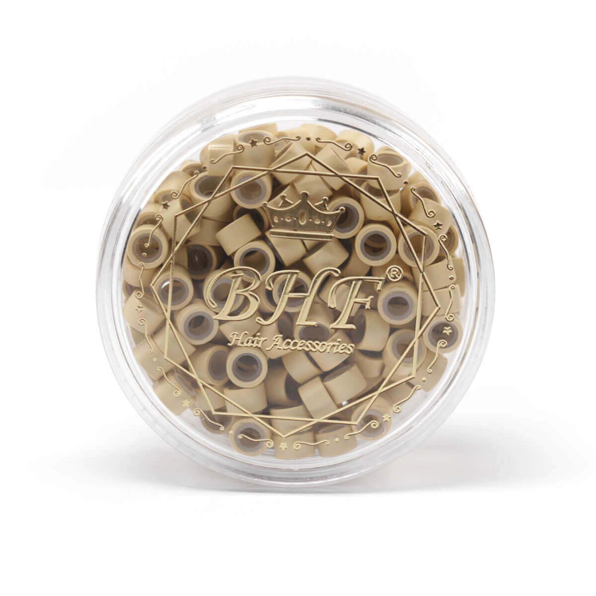 200Pcs Beads Silicone Aluminium Micro Nano Rings 5.0X3.0X3.0 Mm Lined For I Tip/Nano Hair Extensions Tool Beads (Blonde Color)