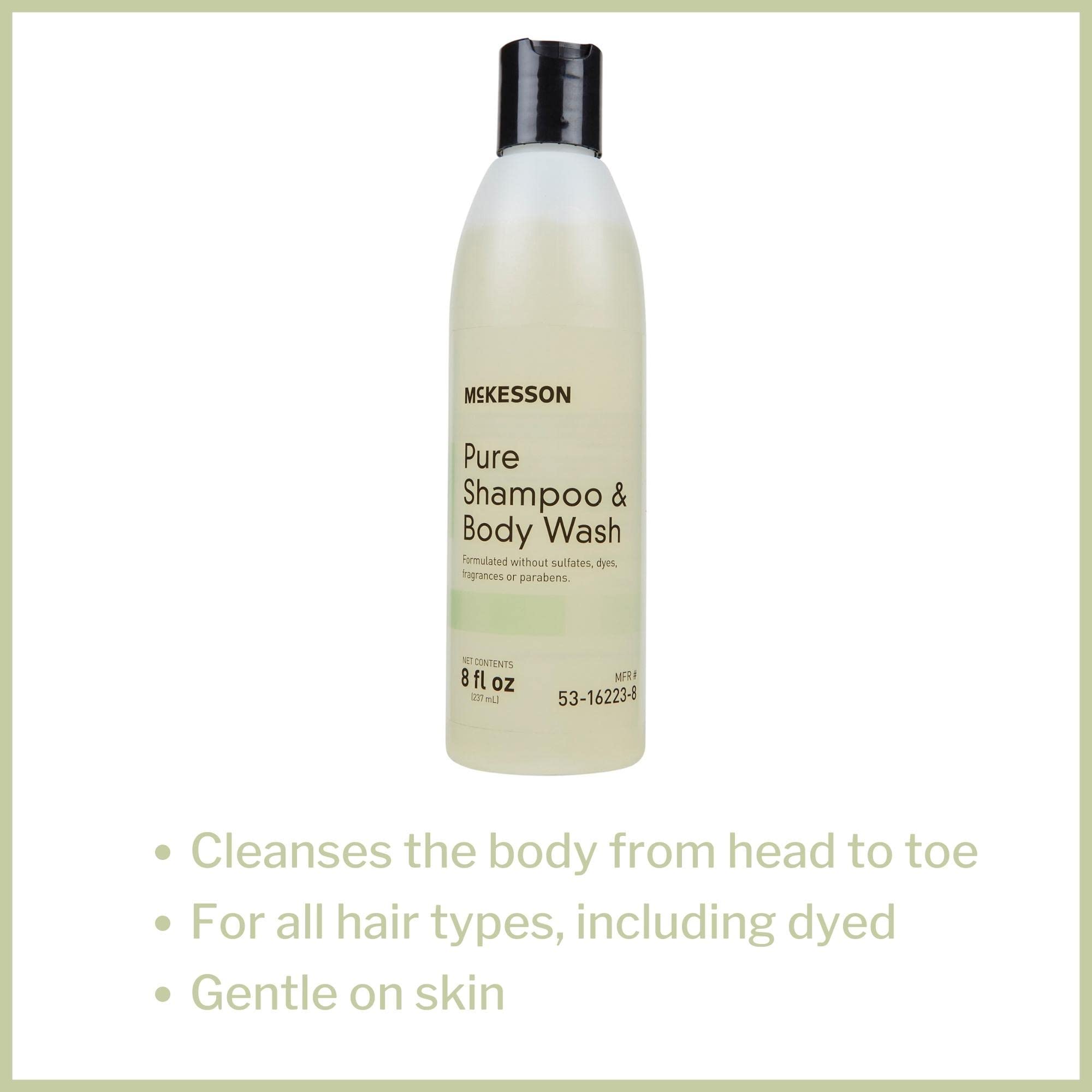 McKesson Pure Shampoo and Body Wash, Sulfates, Dyes, Fragrance and Parabens Free, Unscented, 8 oz, 1 Count