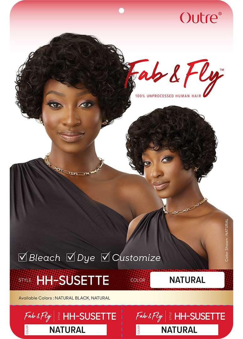 Outre Fab & Fly Full Cap Wig - Human Hair - Susette (NATURAL BLACK)