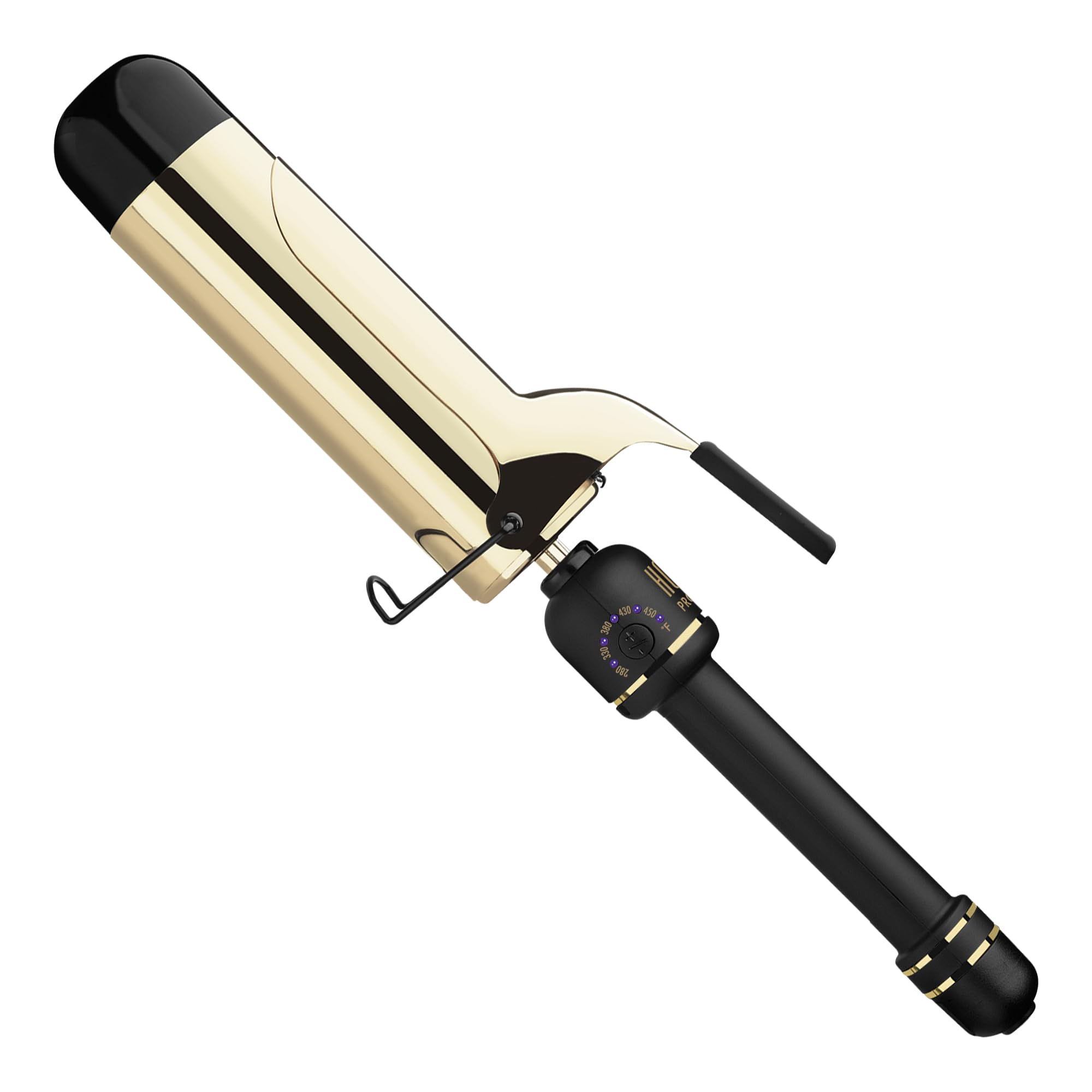 HOT TOOLS New and Improved 24K Gold Professional 2 Extended Barrel Curling Iron with Clamp for Loose Bouncy Curls | 24K Gold Te