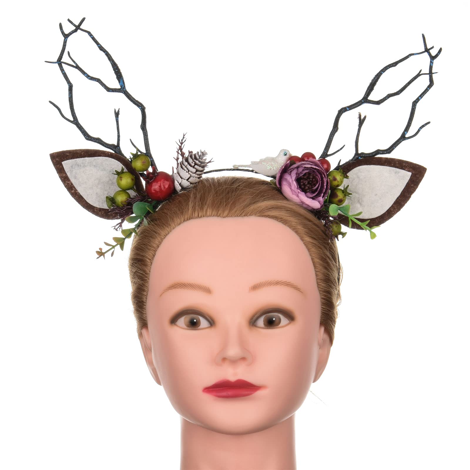 Toecwegr Christmas Reindeer Antlers Headband Hair Clips Hair Hoop Girl Holiday Beauty Headdress (Headband Antlers)