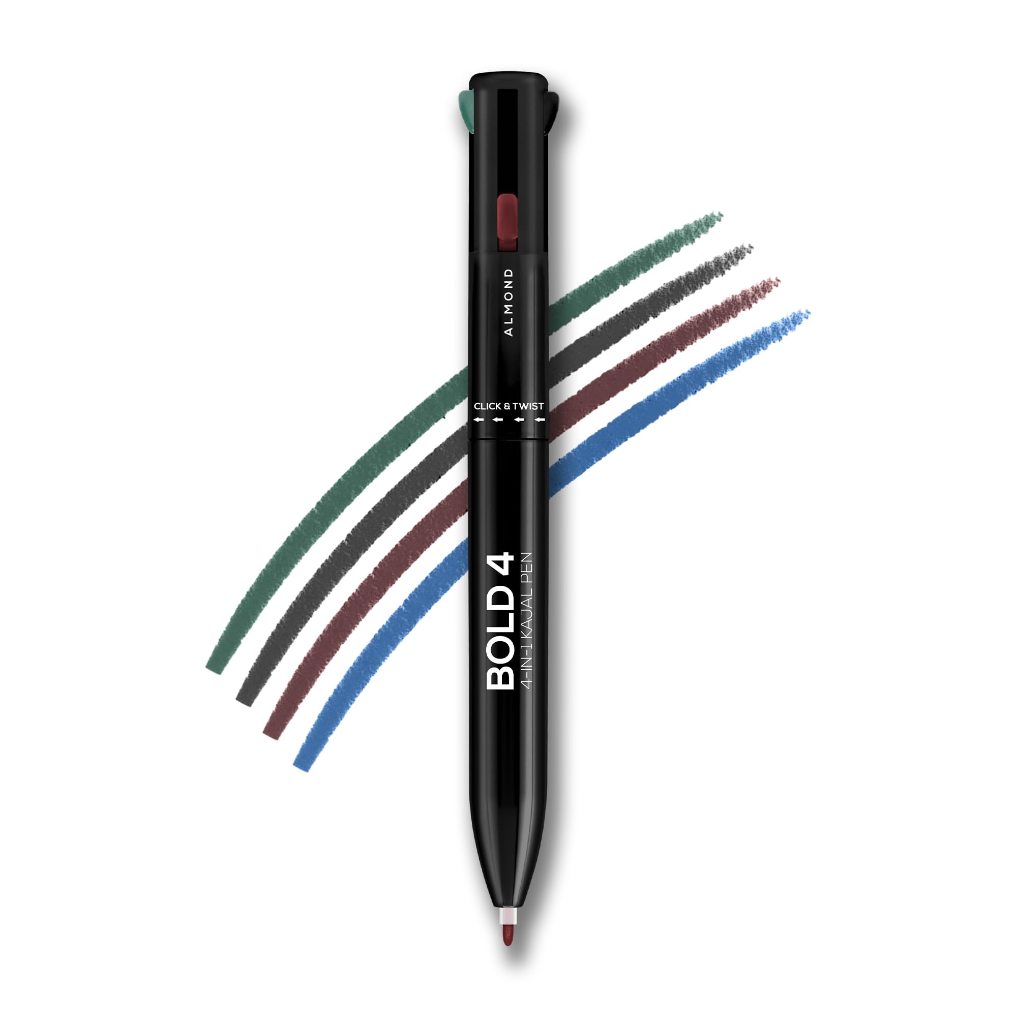 Renee Bold 4-4-In-1 Kajal - Four Shades Black, Brown, Teal & Blue | Matte Finish | Rich Color Payoff | One-Stroke Application | 