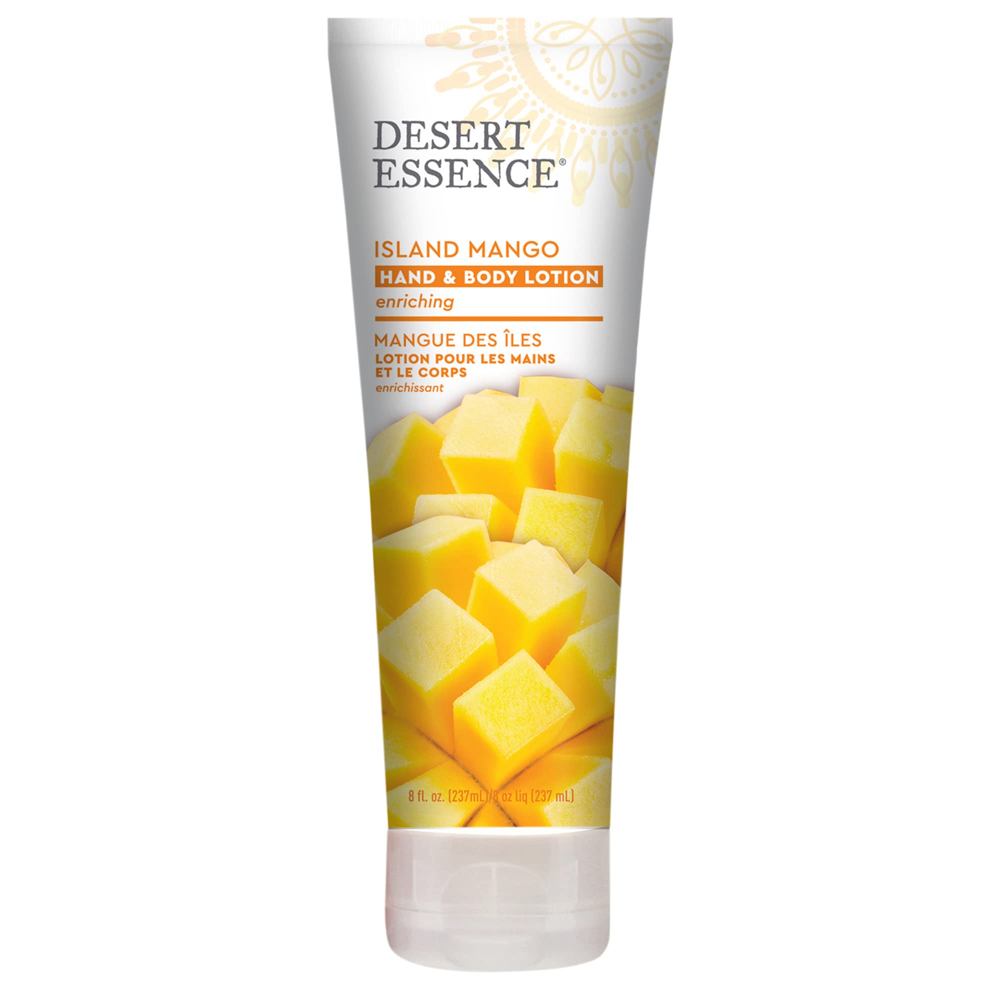 Desert Essence Island Mango Hand & Body Lotion - 8 Fl Ounce - Enriching - Aloe Vera - Jojoba & Coconut Oil - Shea Butter - Delig