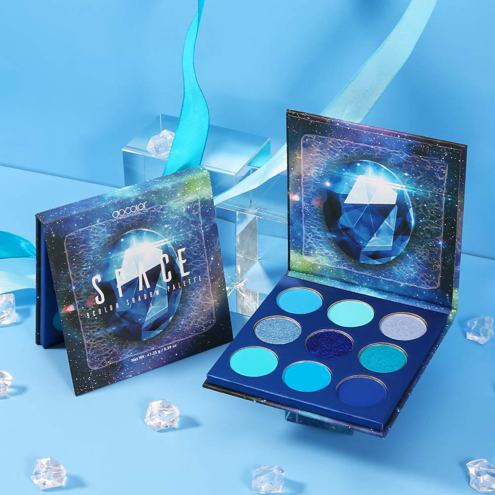 docolor Eyeshadow Palette - 9 Colors Blue - Highly Pigmented Mattes & Shimmers - 0.22 Ounce Waterproof Makeup
