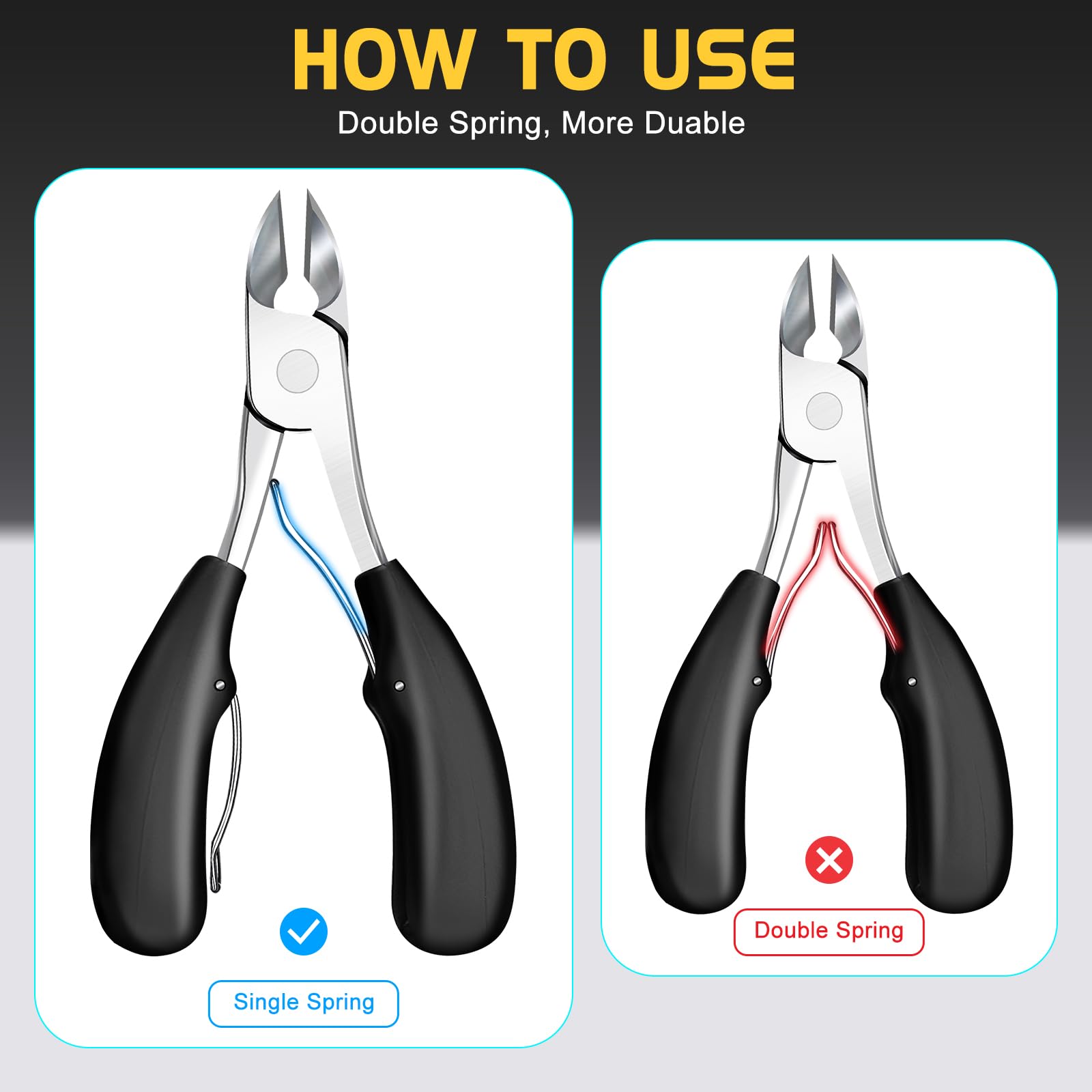 Toenail Clippers For Seniors Thick Toenails Nails, Large Toe Nail Clippers With Wide Jaw Opening, No Splash Nail Clippers With C