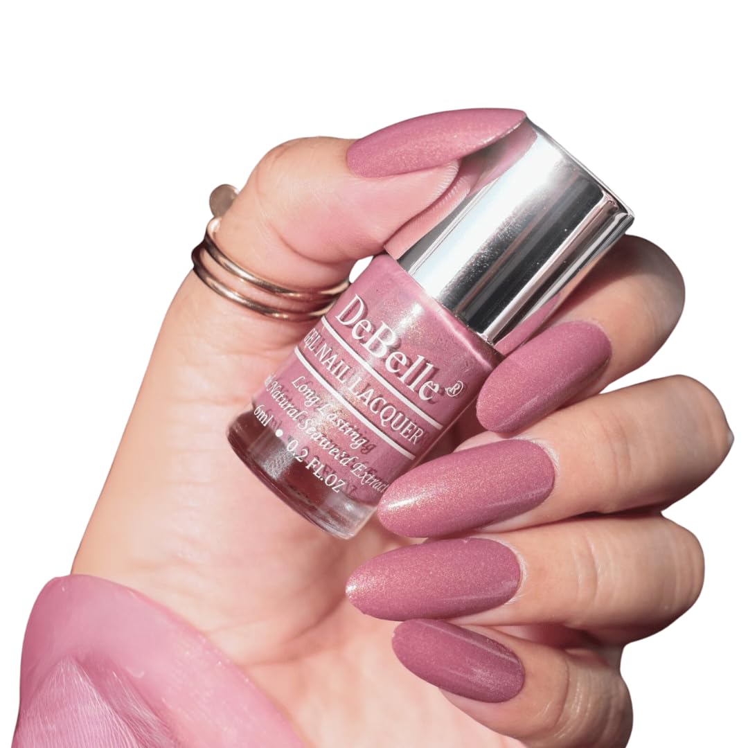 Debelle Gel Nail Polish Classy Chloe(Dark Mauve With Micro Shimmer Nail Paint)| Non Uv - Gel Finish |Chip Resistant | Seaweed En