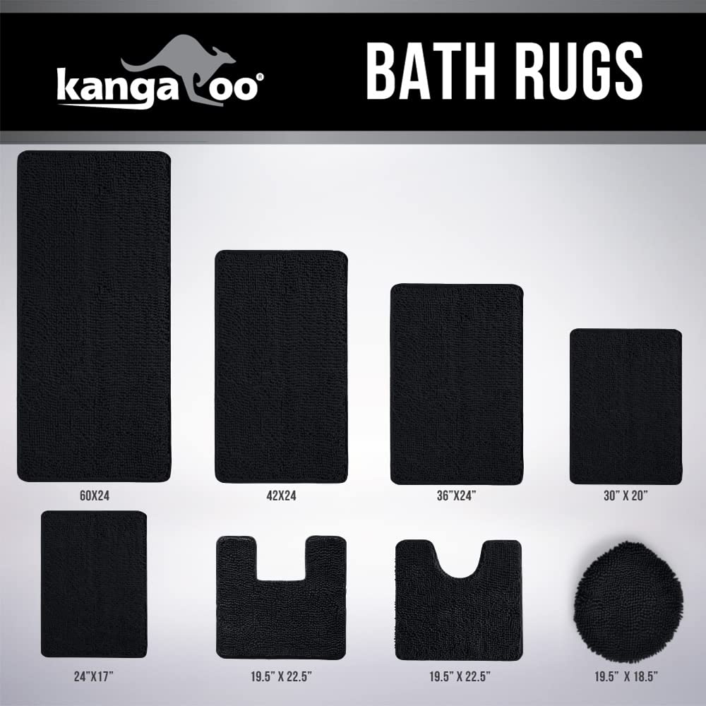 Kangaroo Luxury Chenille Bath Rug, 42X24, Extra Soft And Absorbent Shaggy Bathroom Rugs, Strong Underside, Plush Machine Wash Ca
