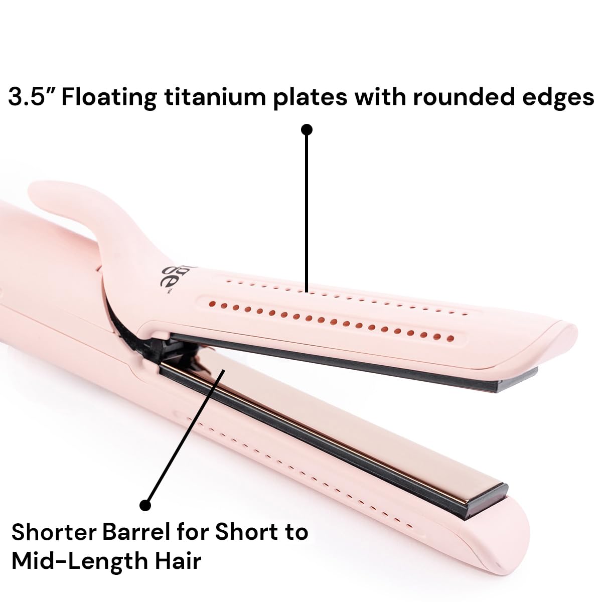 L'ANGE HAIR Le Duo 360° Airflow Styler - 2-in-1 Curling Wand & Titanium Flat Iron, Blush, 1 Count