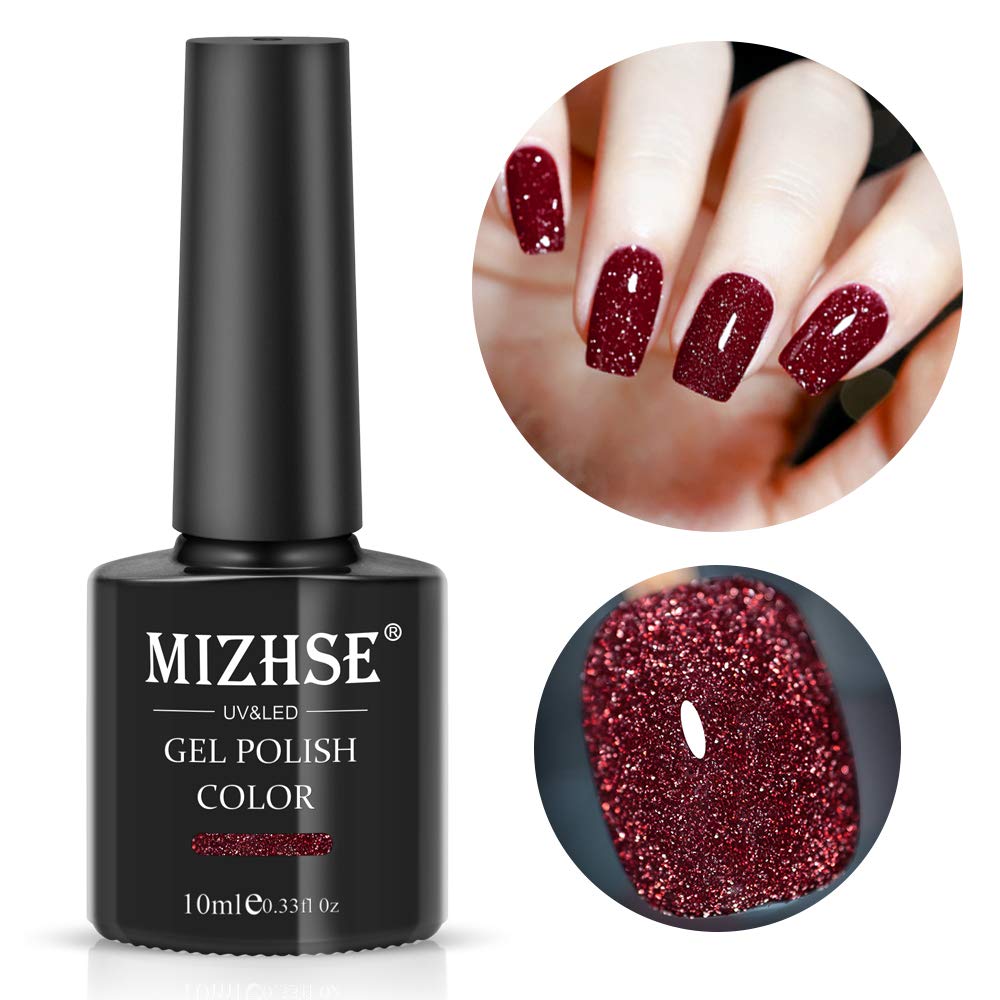 MIZHSE Diamond Gel Nail Polish, Reflective Glitter Gel Polish Set, Christmas Sparkly Shiny Gel Nail Art Varnish Manicure Kit, So