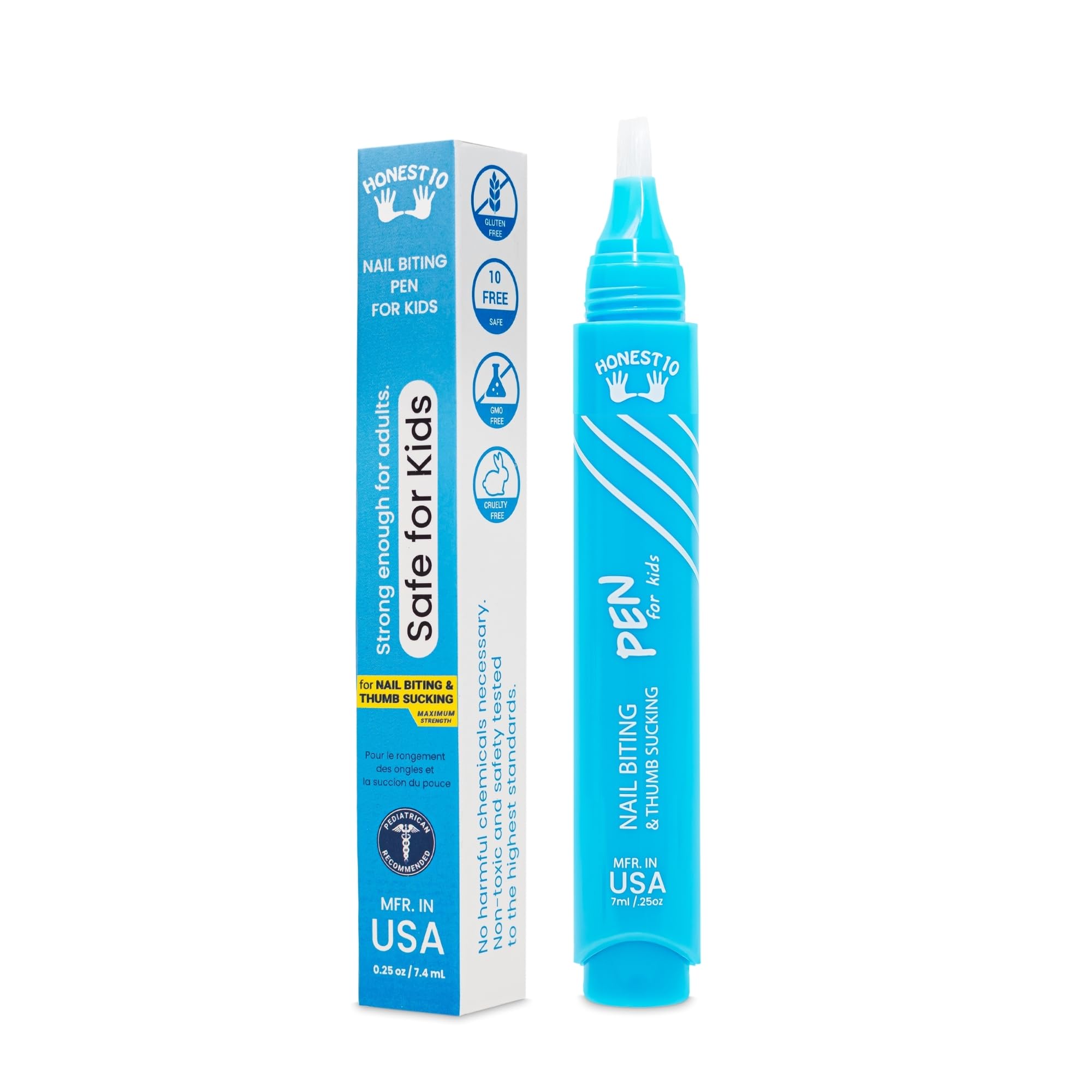 Honest10 Nail Biting Prevention Click Pen for Kids - Break The Thumb Sucking Habit - Safe Bitter Nail Formula, Lab Tested & Pedi